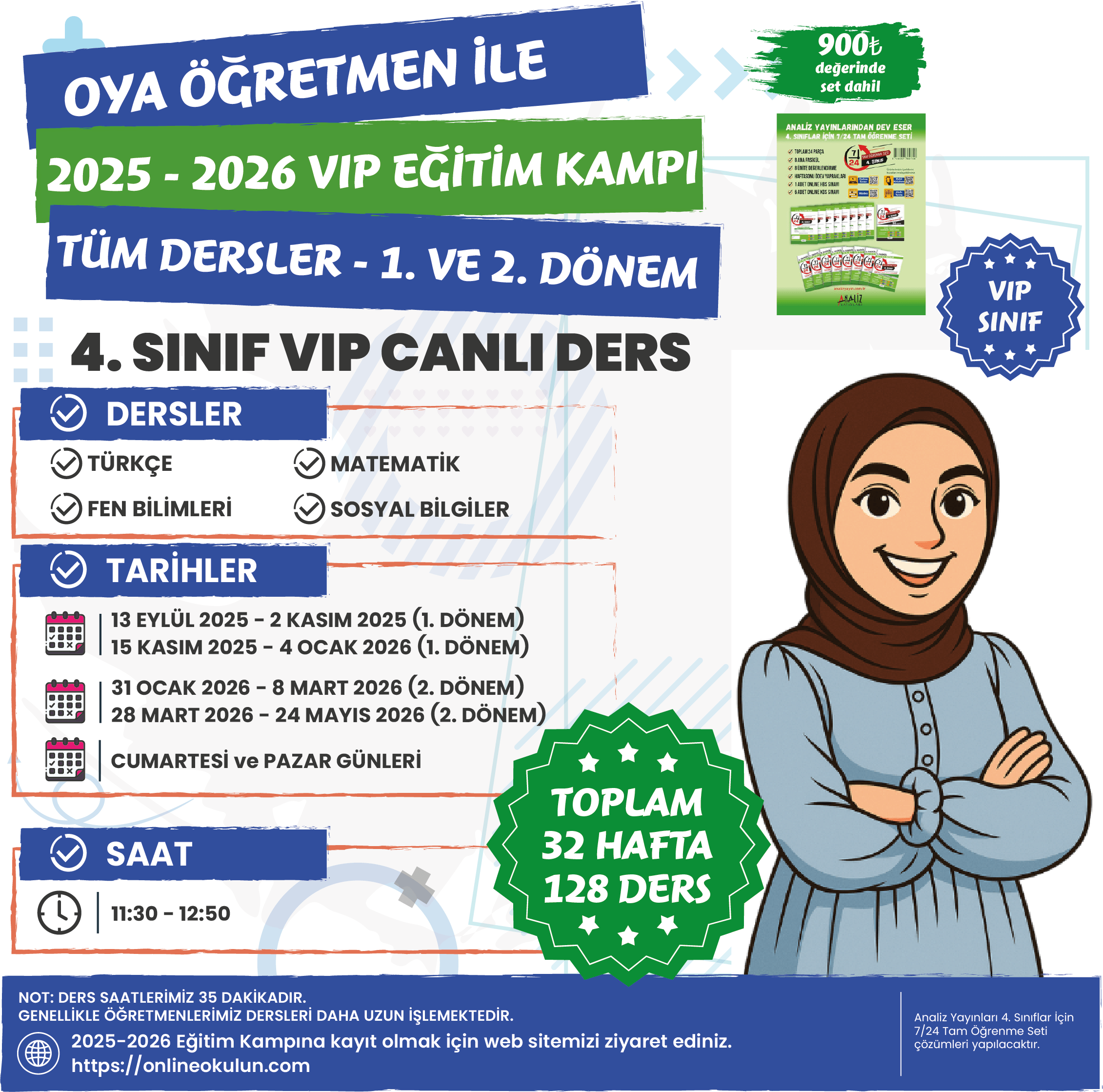4.Sınıf Oya Öğretmen ile 2025-2026 VIP Eğitim Kampı Paketi