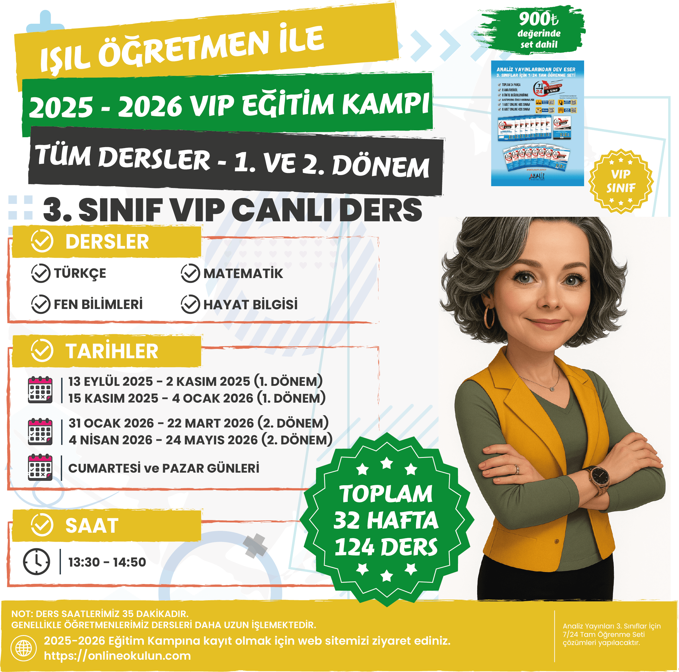 3.Sınıf Işıl Öğretmen ile 2025-2026 VIP Eğitim Kampı Paketi