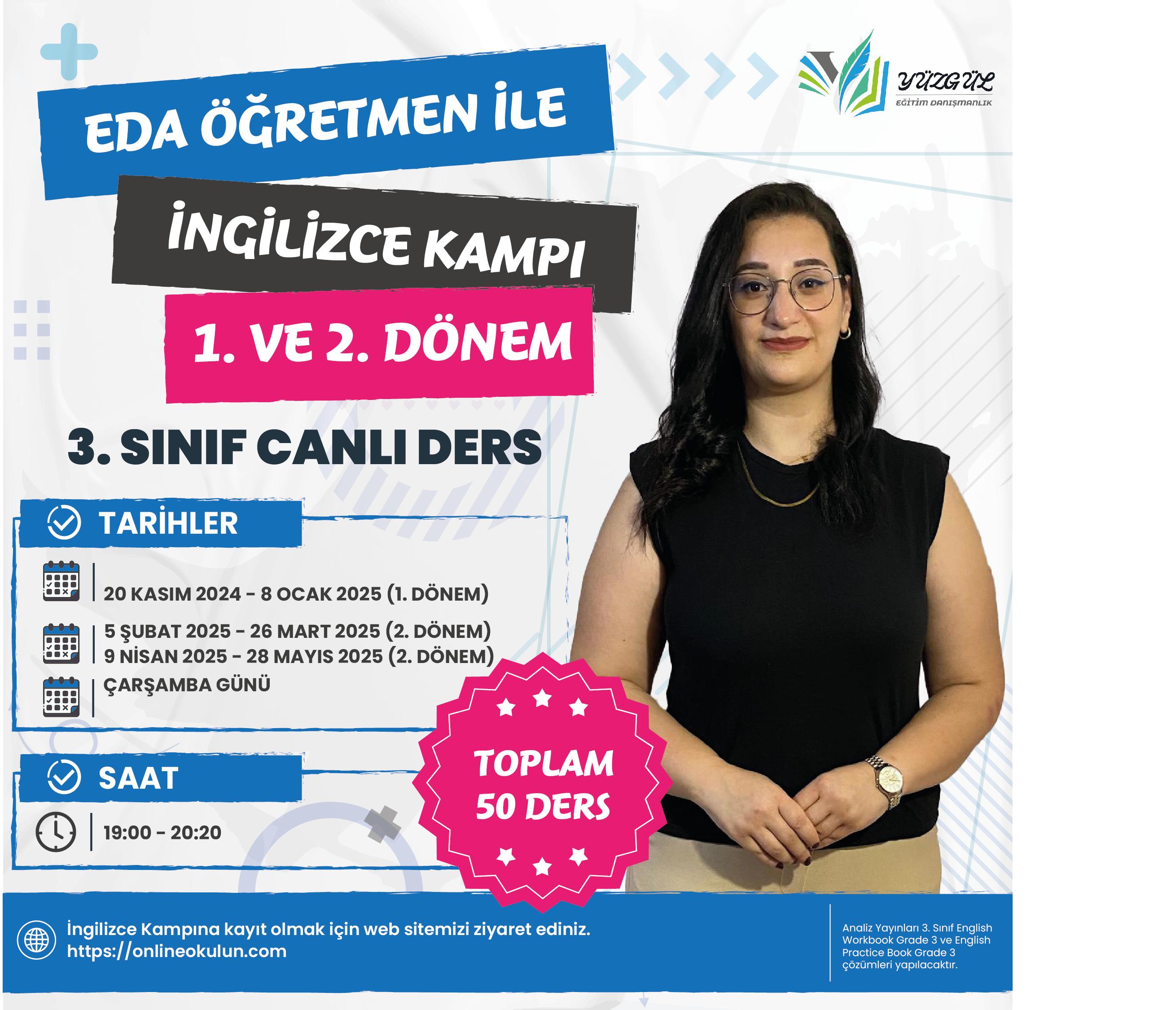 Eda Öğretmen ile 3. Sınıf İngilizce 1. ve 2. Dönem 50 Ders