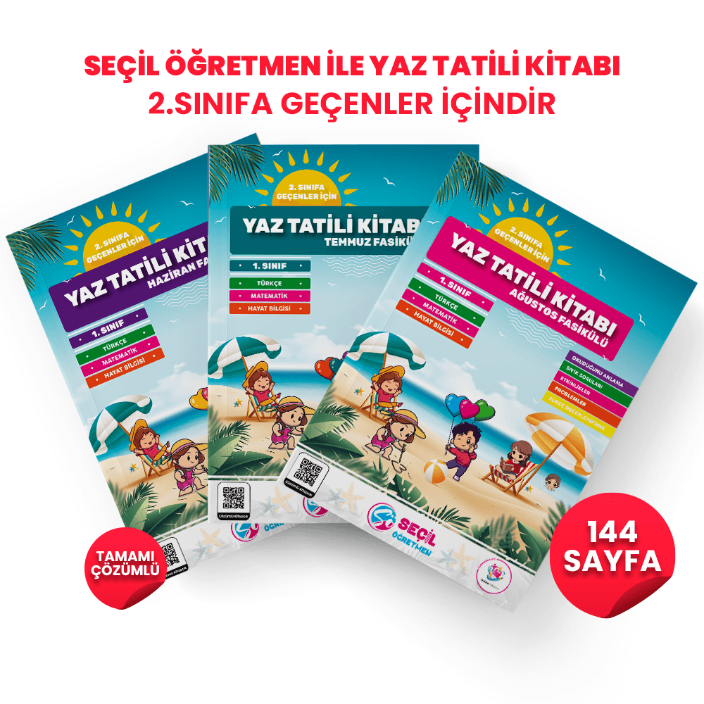 Seçil Öğretmen 1.Sınıf Yaz Tatili Kitabı 3 Fasikül  (Haziran, Temmuz, Ağustos)