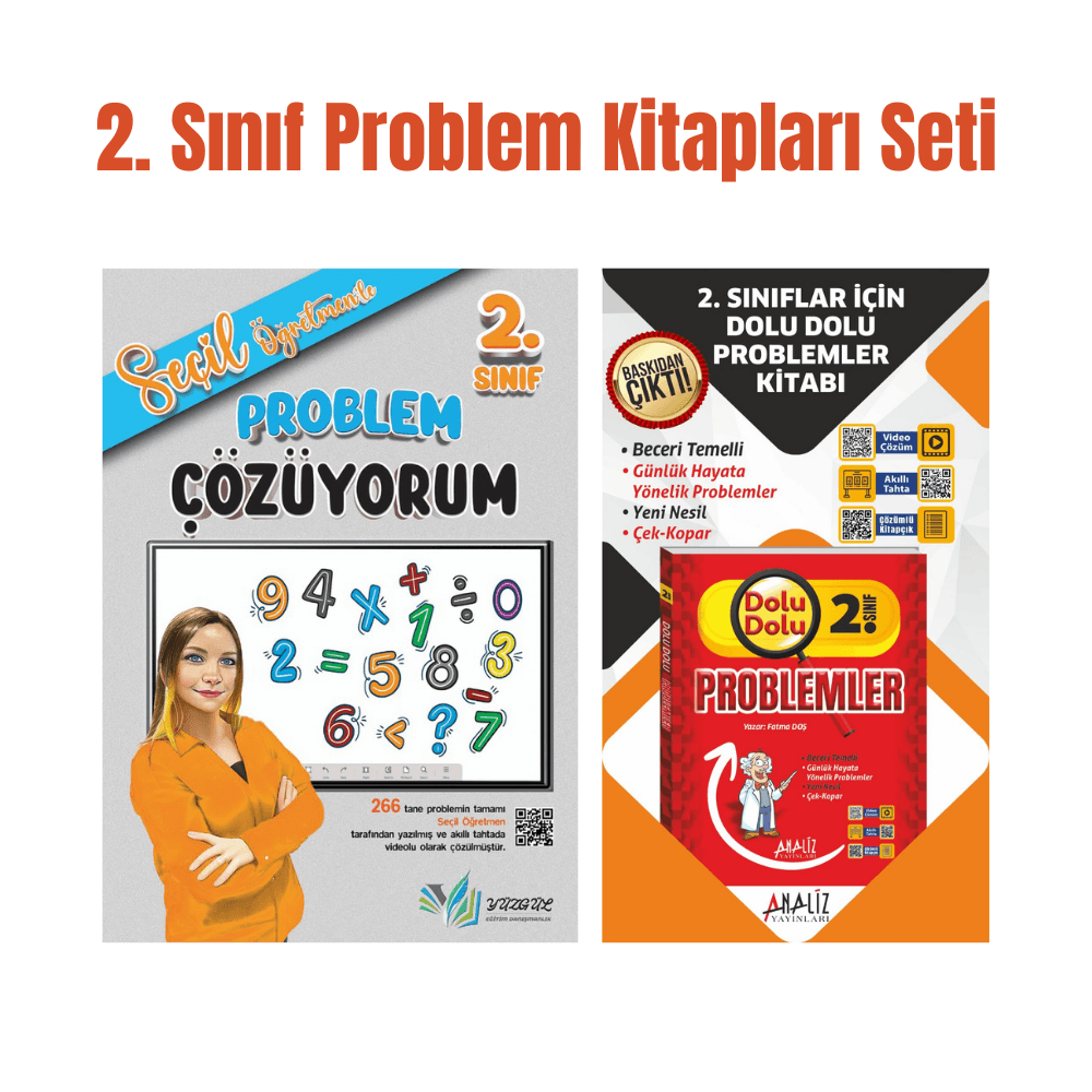 2. Sınıf Problem Kitapları Seti – Dolu Dolu Problemler + Seçil Öğretmen’le Problem Çözüyorum
