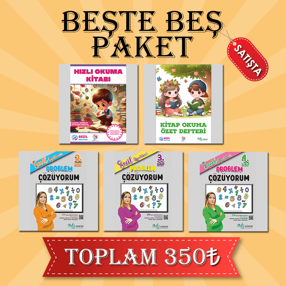 Beşte Beş Paket - Seçil Öğretmenle Problem Çözüyorum Serisi ve Kitap Okuma Özet Defteri ve Hızlı Okuma Kitabı