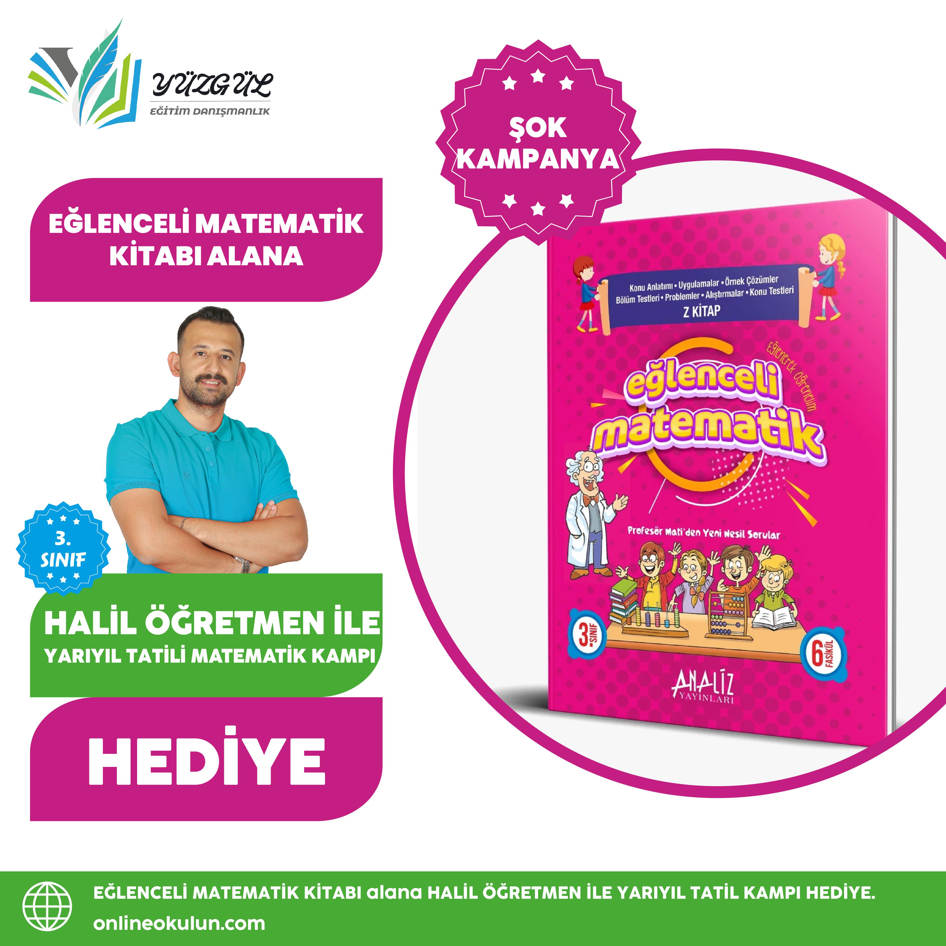 3.Sınıf Prof. Mati ile Eğlenceli Matematik Kitabı Alana Halil Öğretmen ile 3.Sınıf Yarıyıl Matematik Tatil Kampı Hediye