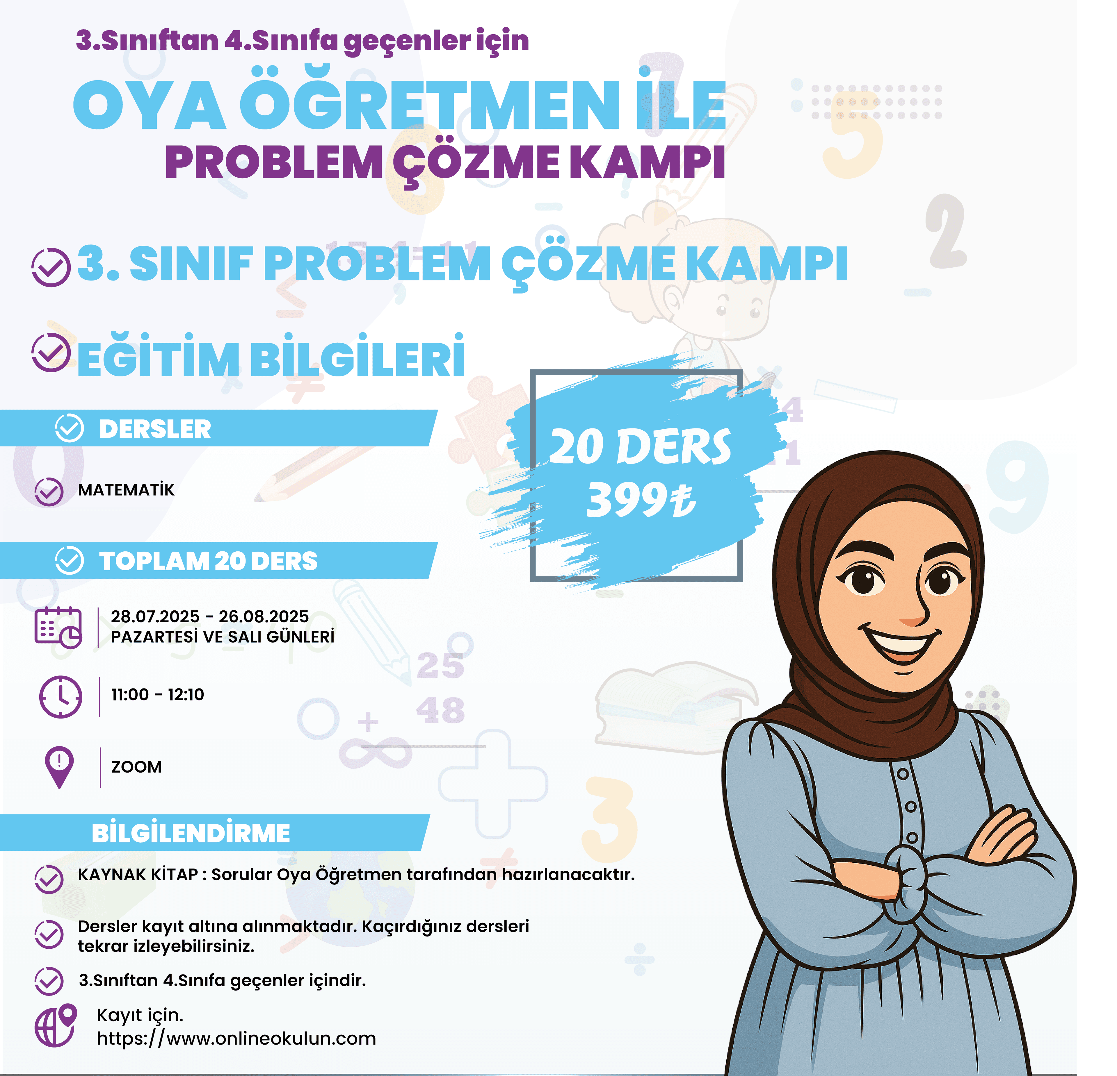 Oya Öğretmen ile 3.Sınıftan 4.Sınıfa Geçenler için Problem Çözme Kampı