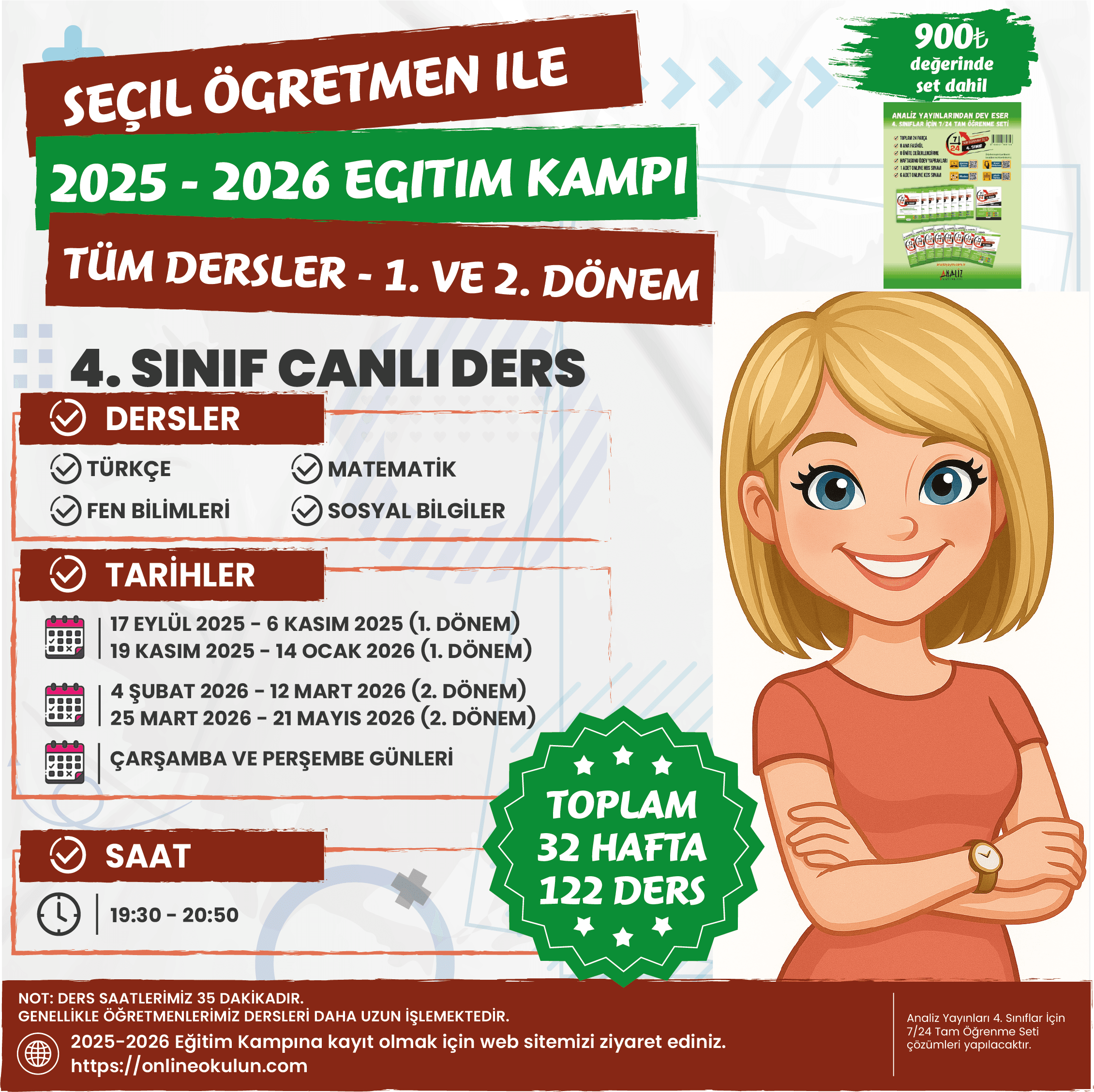 4.Sınıf Seçil Öğretmen ile 2025-2026 Eğitim Kampı Paketi