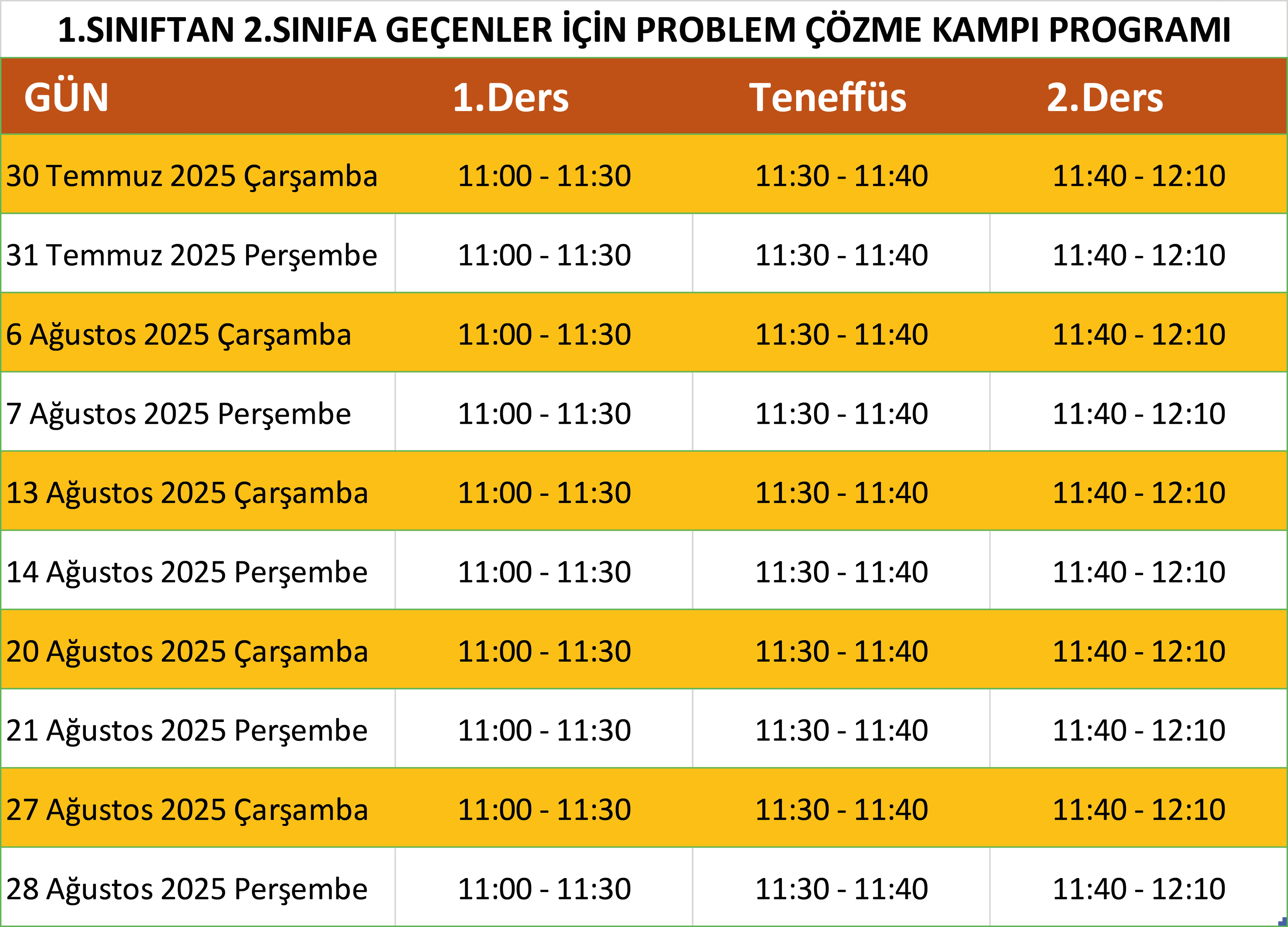 Oya Öğretmen ile 1.Sınıftan 2.Sınıfa Geçenler için Problem Çözme Kampı
