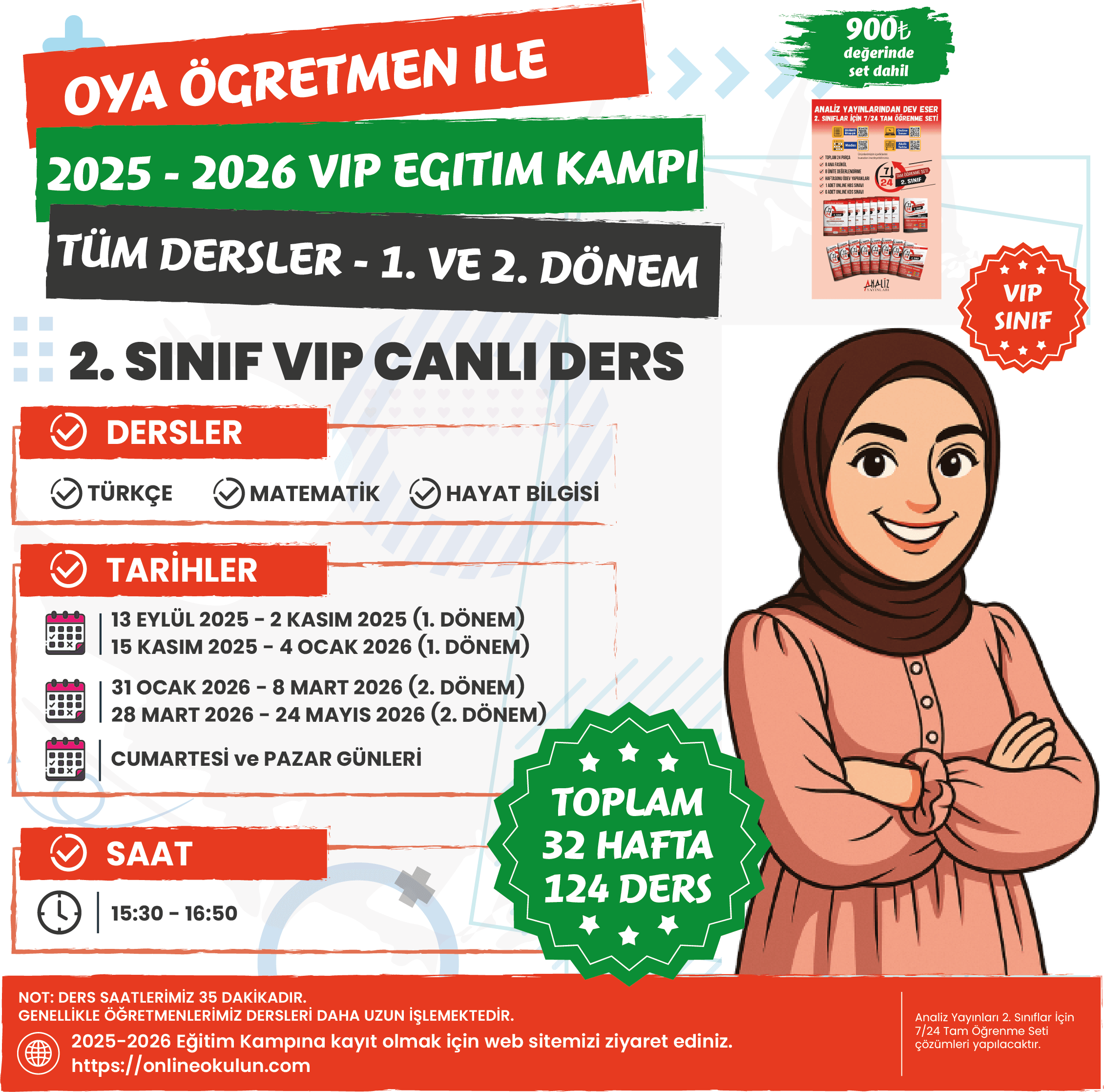 2.Sınıf Oya Öğretmen ile 2025-2026 VIP Eğitim Kampı Paketi