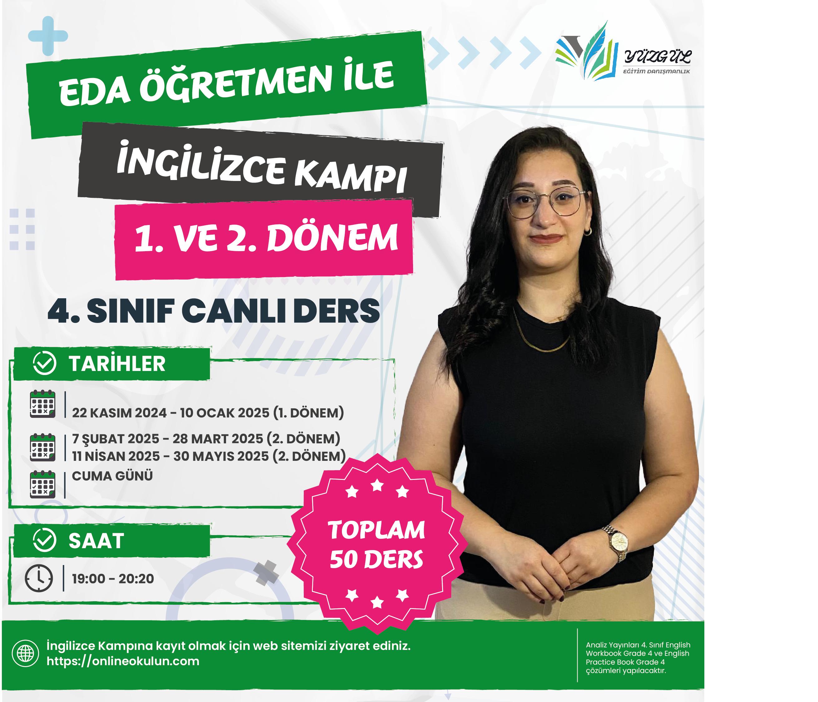 Eda Öğretmen ile 4. Sınıf İngilizce 1. ve 2. Dönem 50 Ders