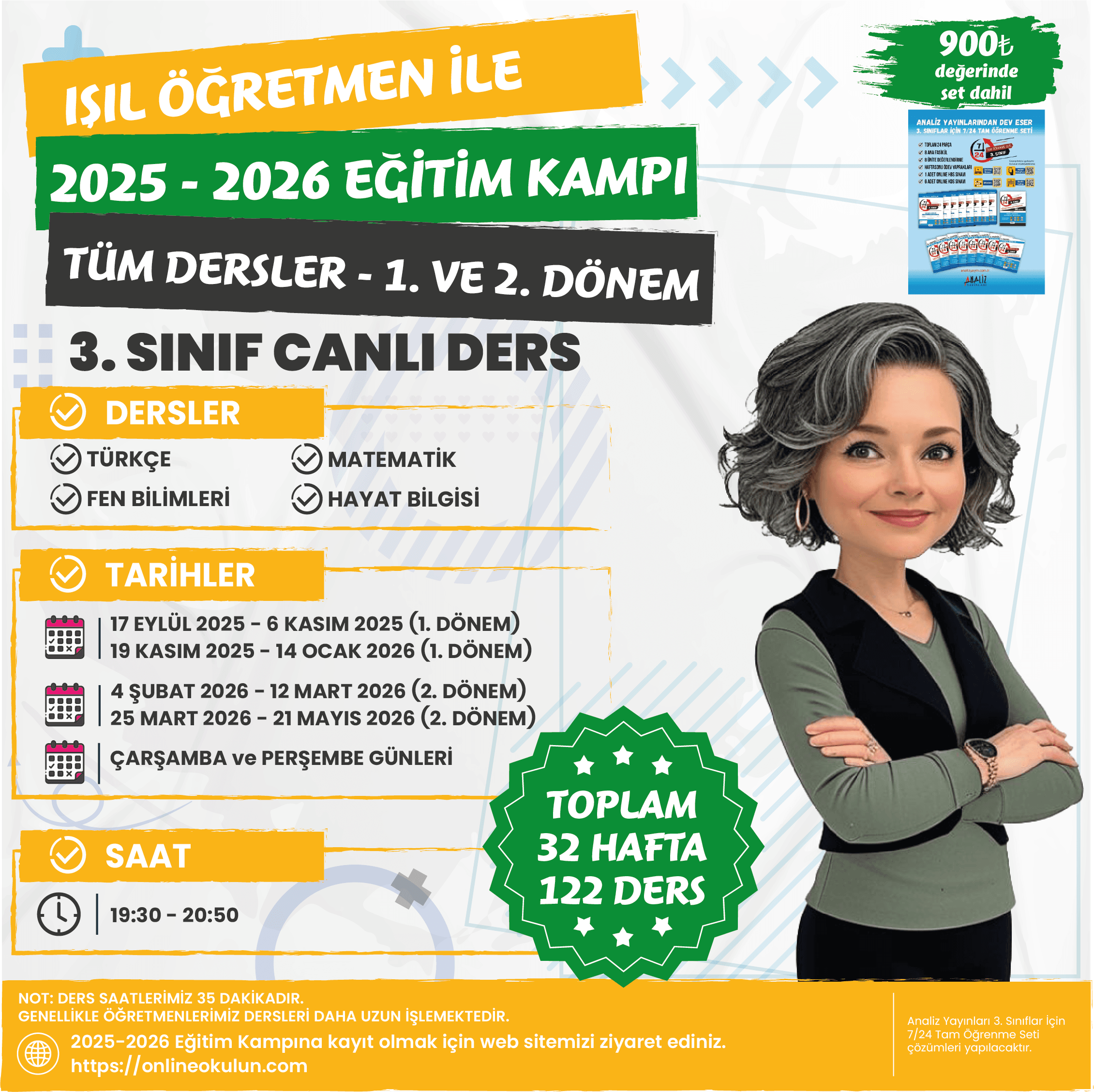 3.Sınıf Işıl Öğretmen ile 2025-2026 Eğitim Kampı Paketi