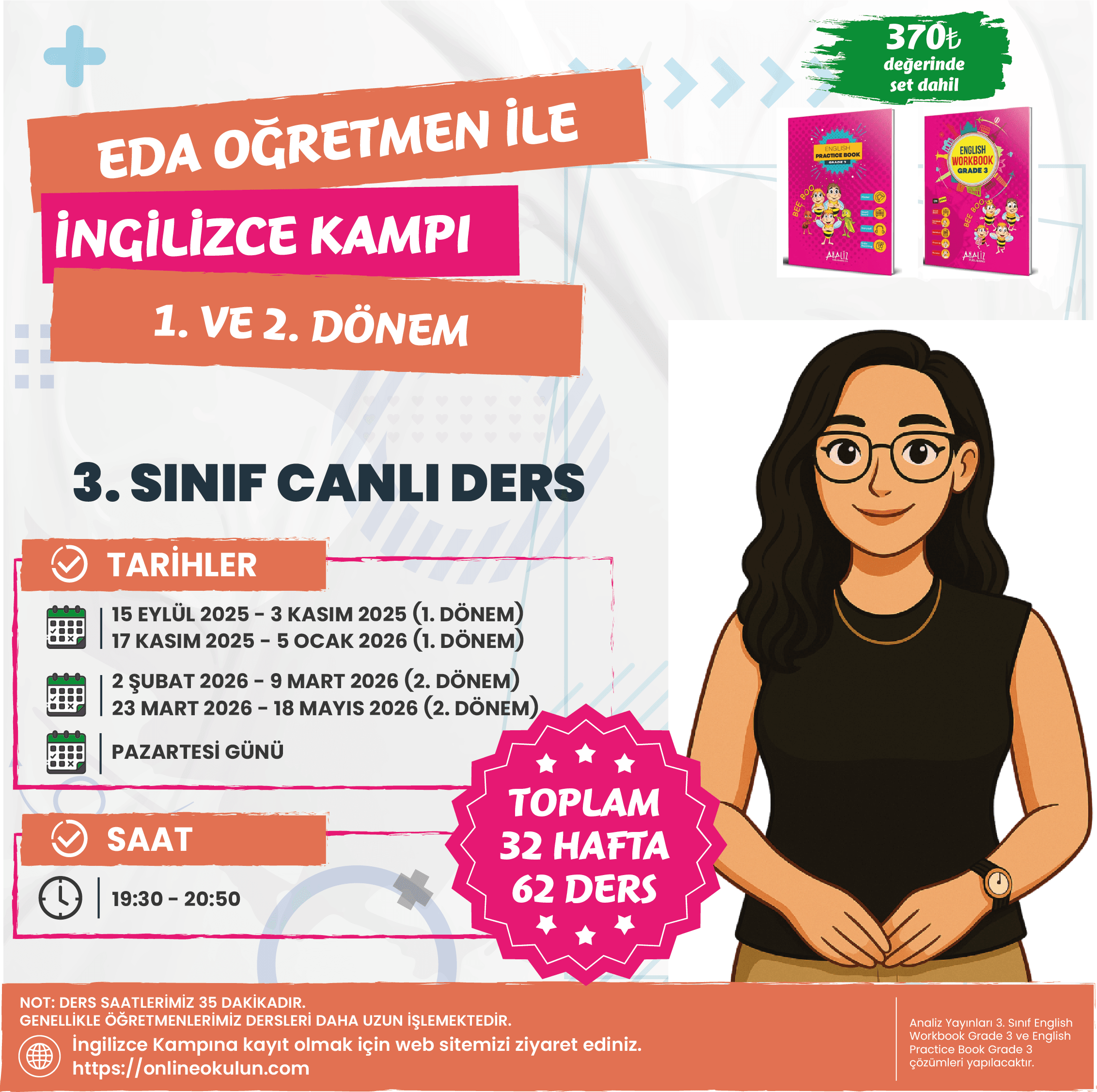 3.Sınıf İngilizce Eda Öğretmen ile 2025-2026 Eğitim Kampı Paketi
