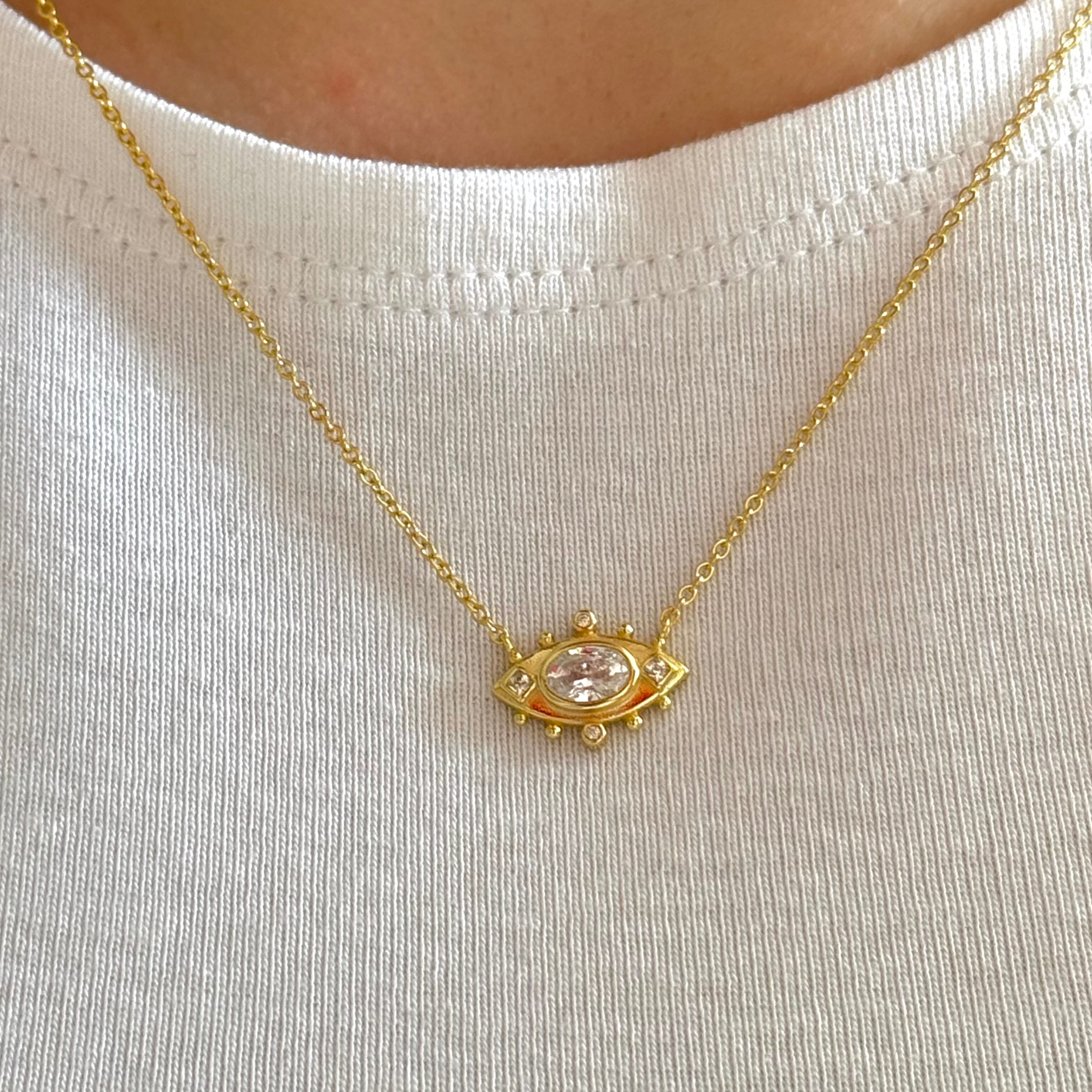 925 ayar gümüş kristal göz kolye
