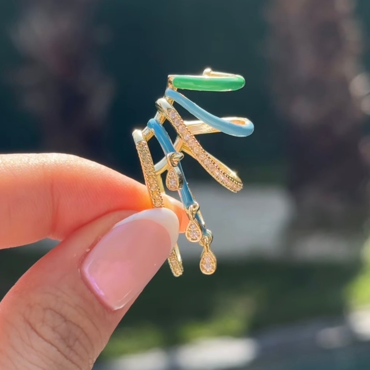 Özel seri renkli taşlı earcuff