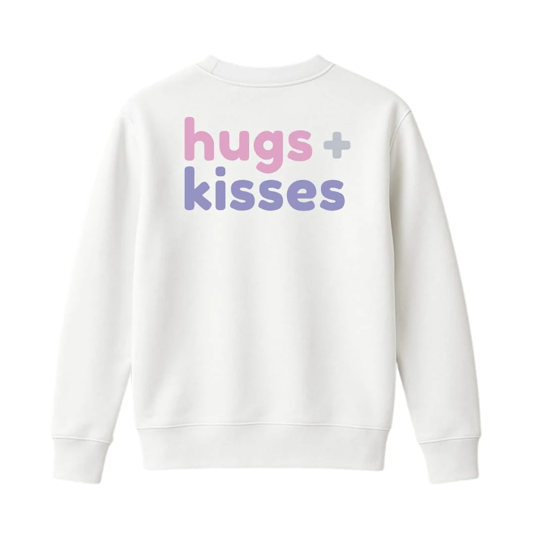 HUGS AND KISSES BEYAZ SWEATSHIRT