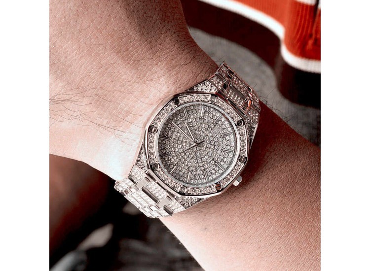 Iced Aude Case Watch (Silver)