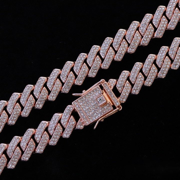 14mm Full Filled Prong Chain - Rose Gold