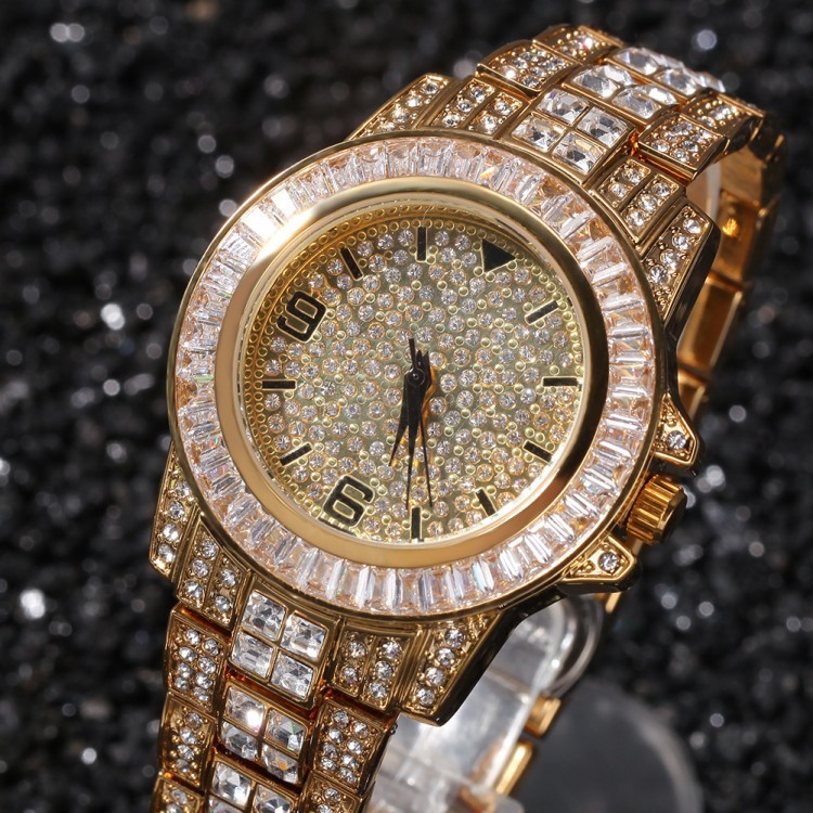 Iced Baguette Watch - Gold