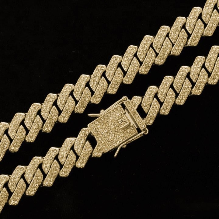14mm Full Filled Prong Chain - Gold