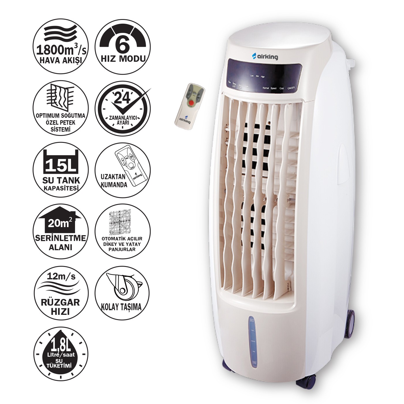 Airking Climax A 1315 Portatif Hava Soğutucu Beyaz