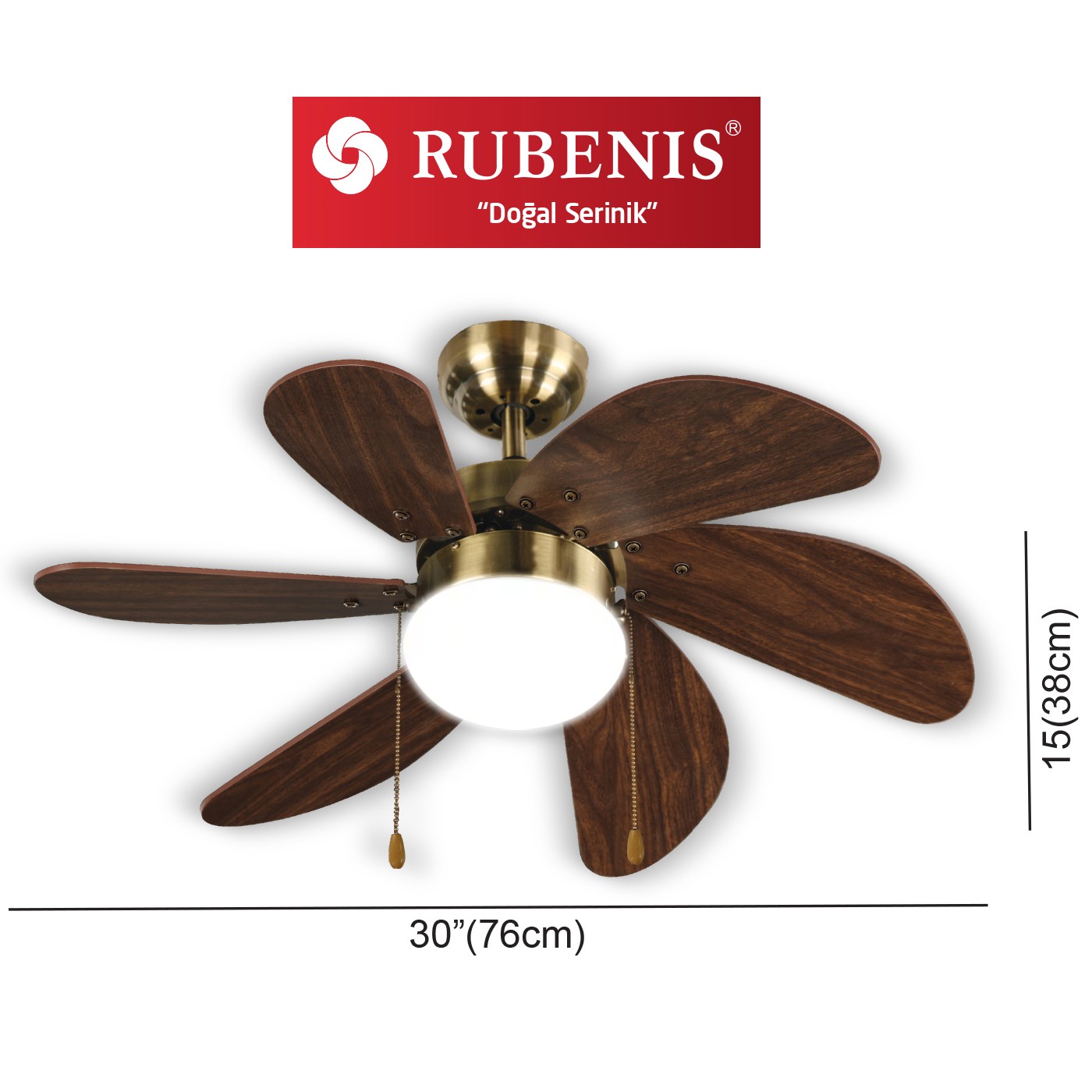 Rubenis RBT306 BRW Glob Aydınlatmalı Tavan Vantilatörü