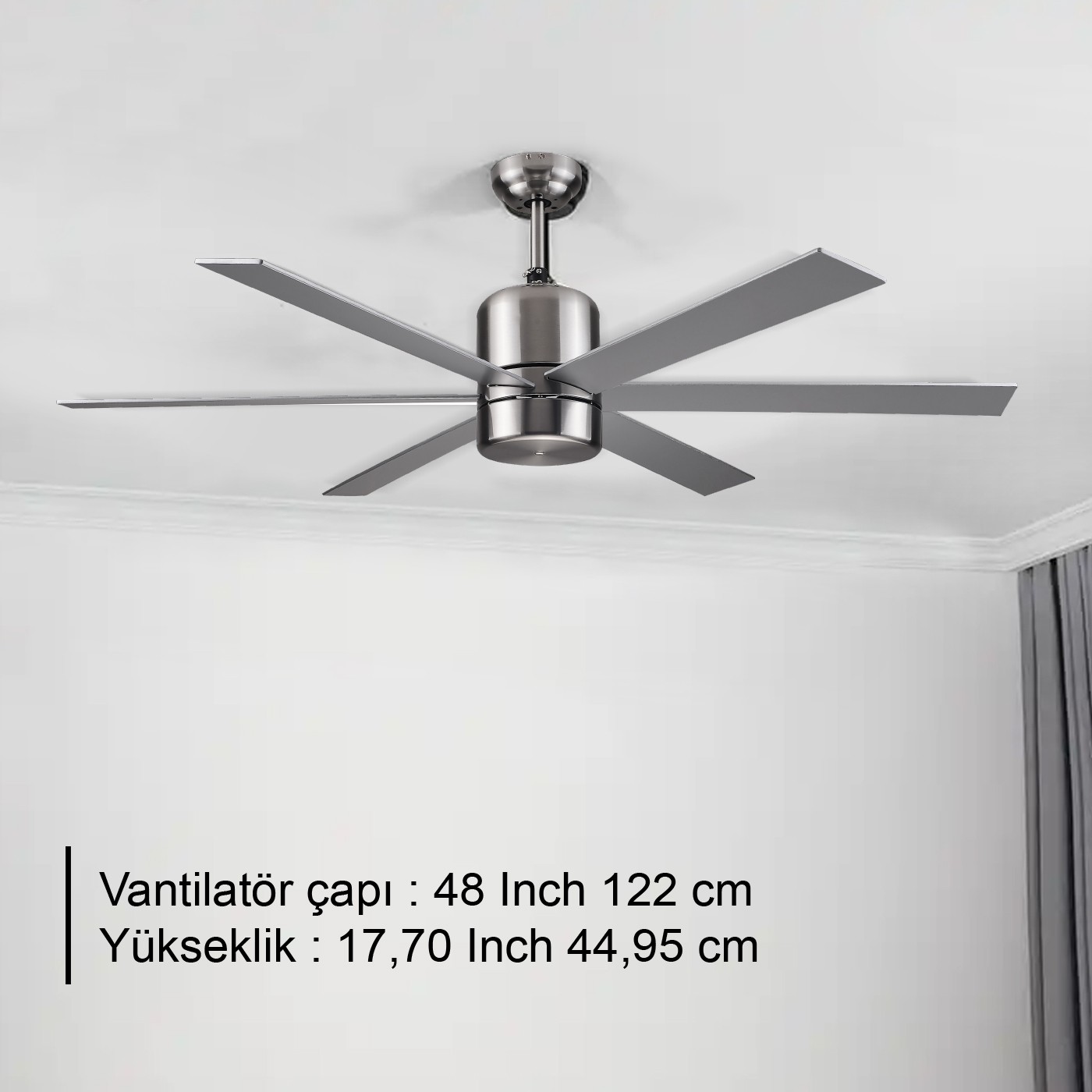 Rubenis RBT486 SLV Aydınlatmalı Tavan Vantilatörü