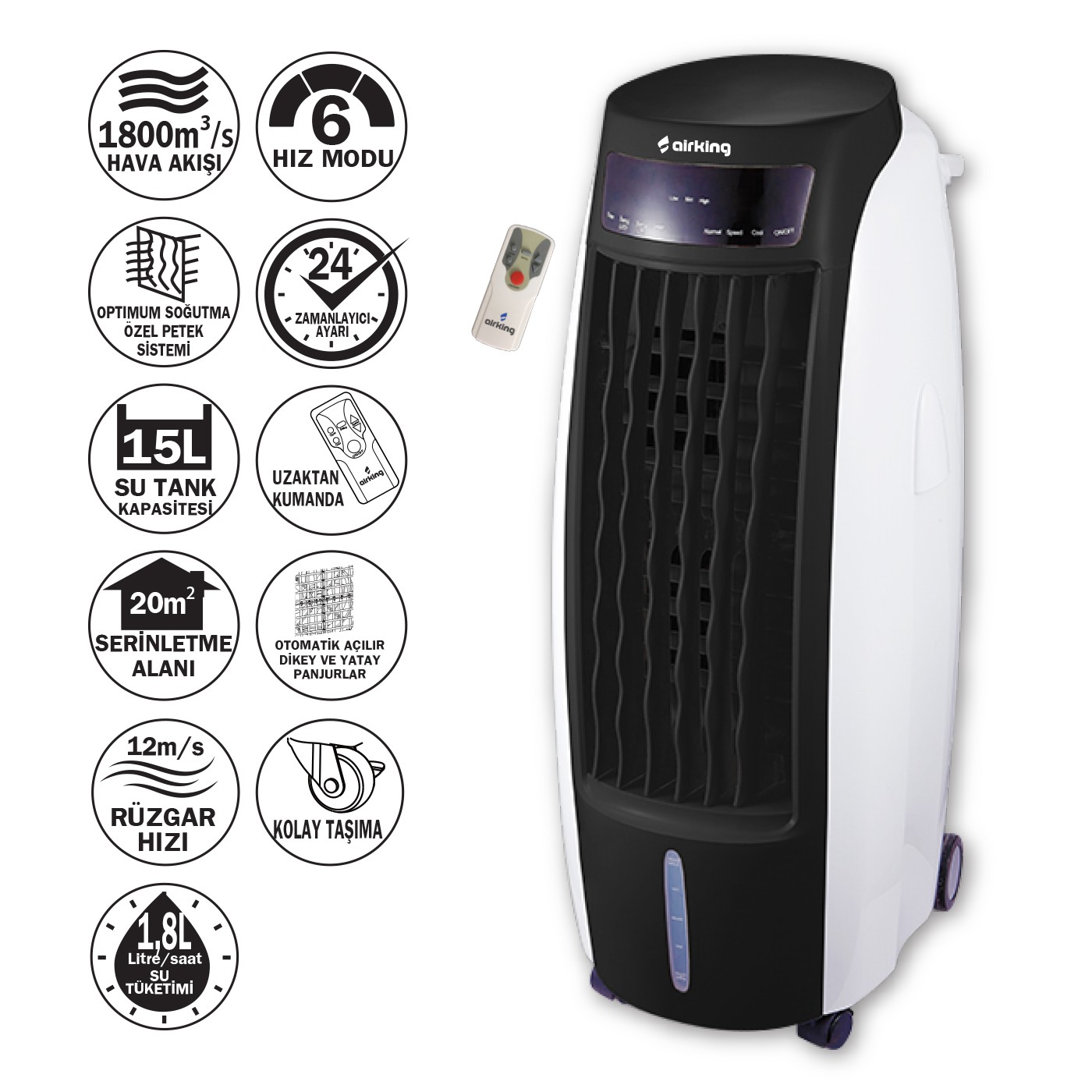 Airking Climax B 1315 Portatif Hava Soğutucu Siyah