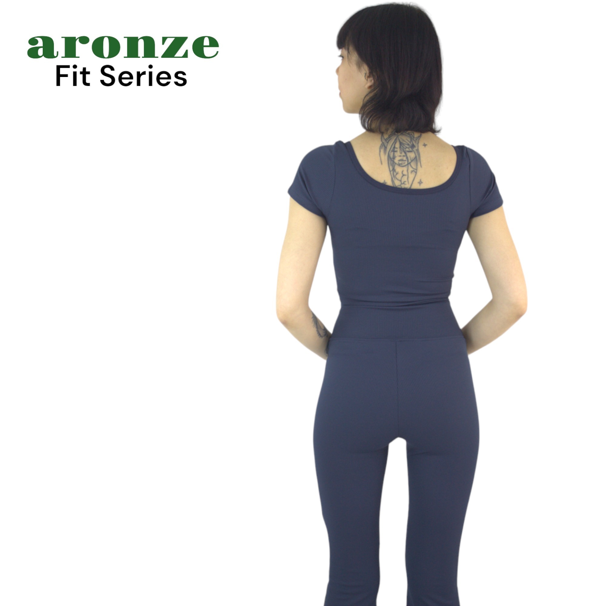 Aronze Fit Series Fitilli Kaşkorse Önü Büzgülü Crop İspanyol Tayt İkili Takım