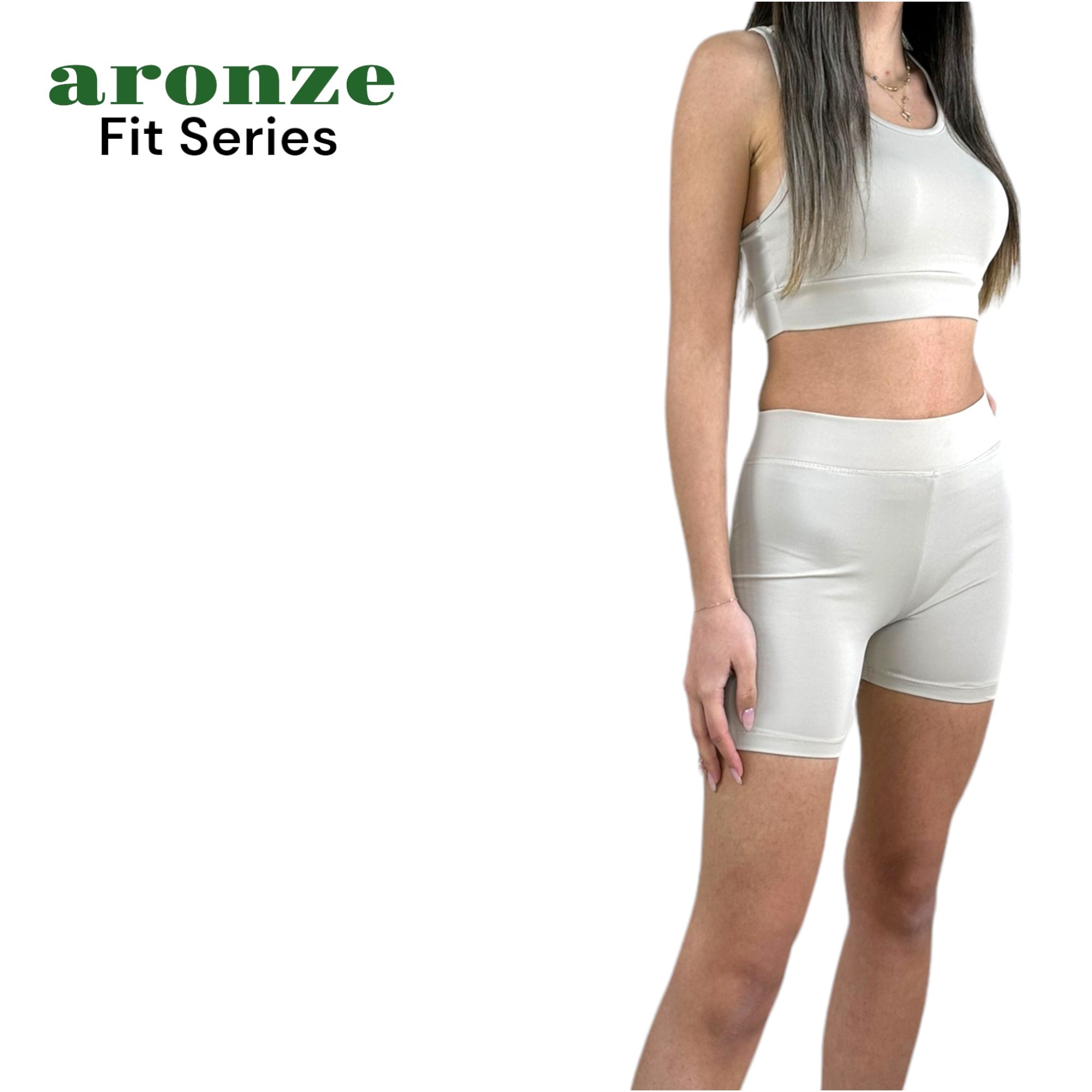 Aronze Fit Series Bi-Strech Likralı Crop Şort Vizon Renk Takım