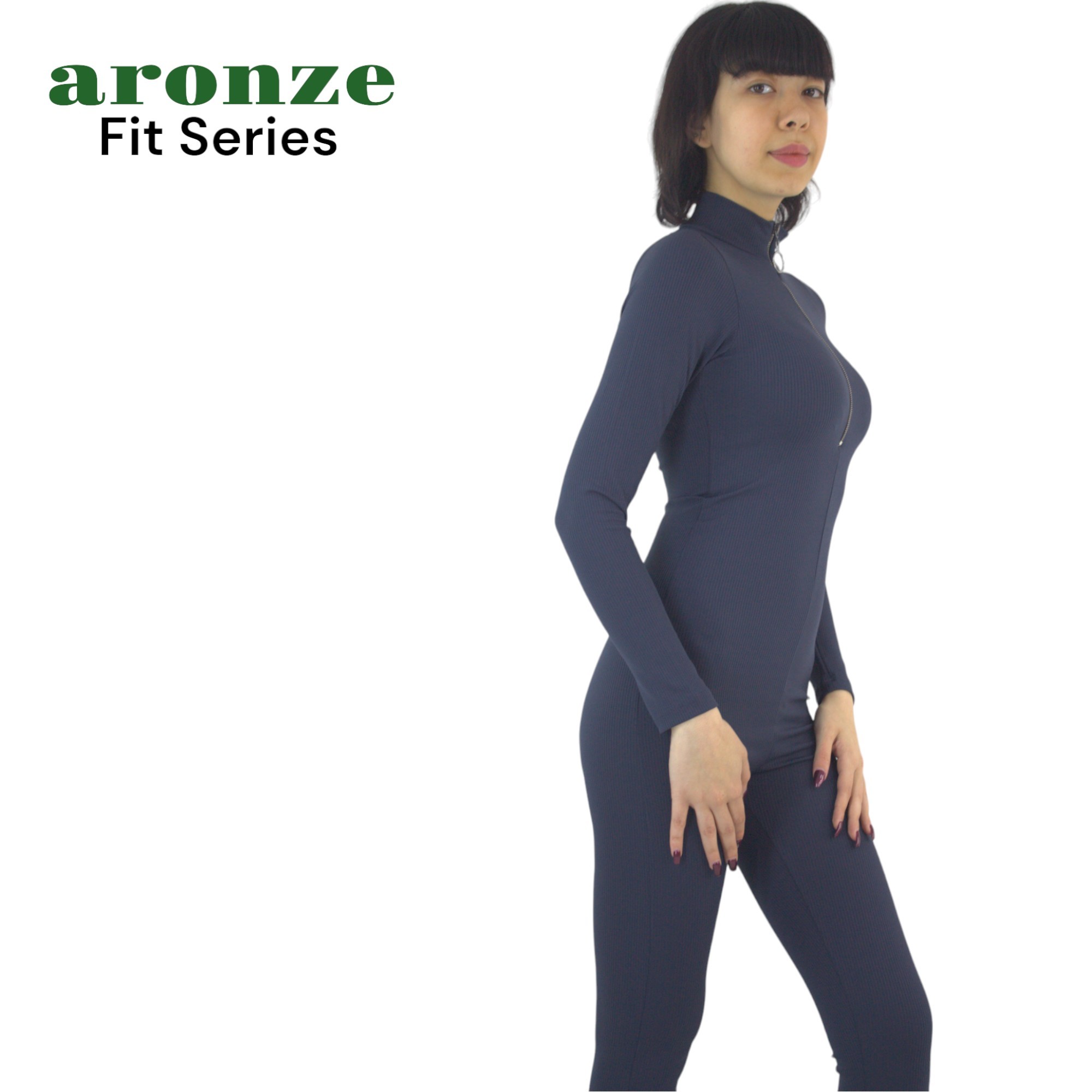 Aronze Fit Series Fitilli Kaşkorse Bi-Strech Likralı Uzun Kol Tulum - ANTRASİT