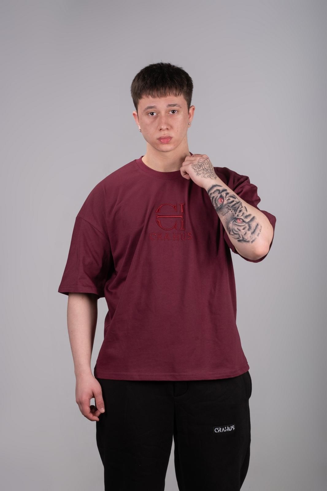 Oversize Basic T-shirt - Bordo main variant image