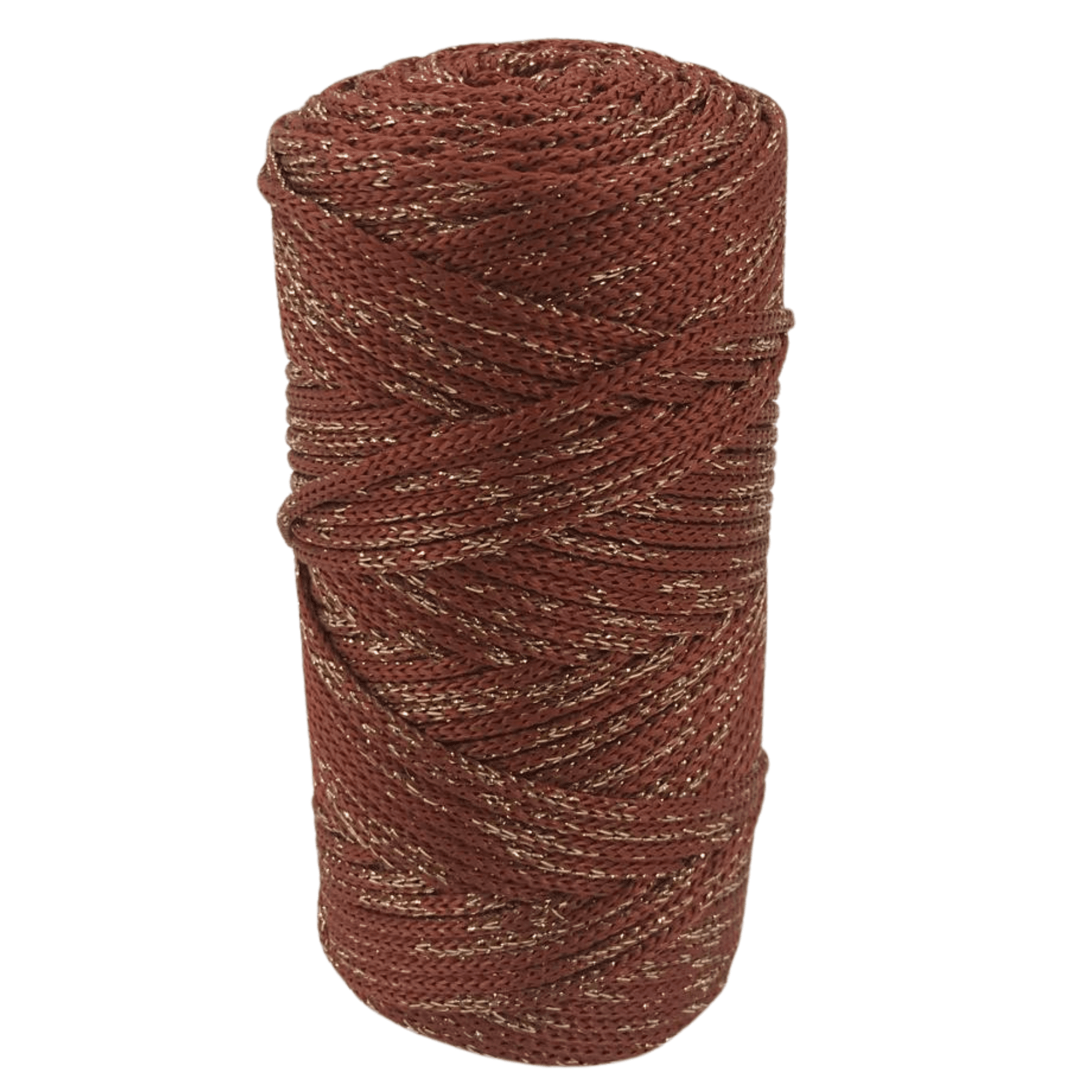 3 mm Polyester Makrome İpi - Tarçın Simli 001