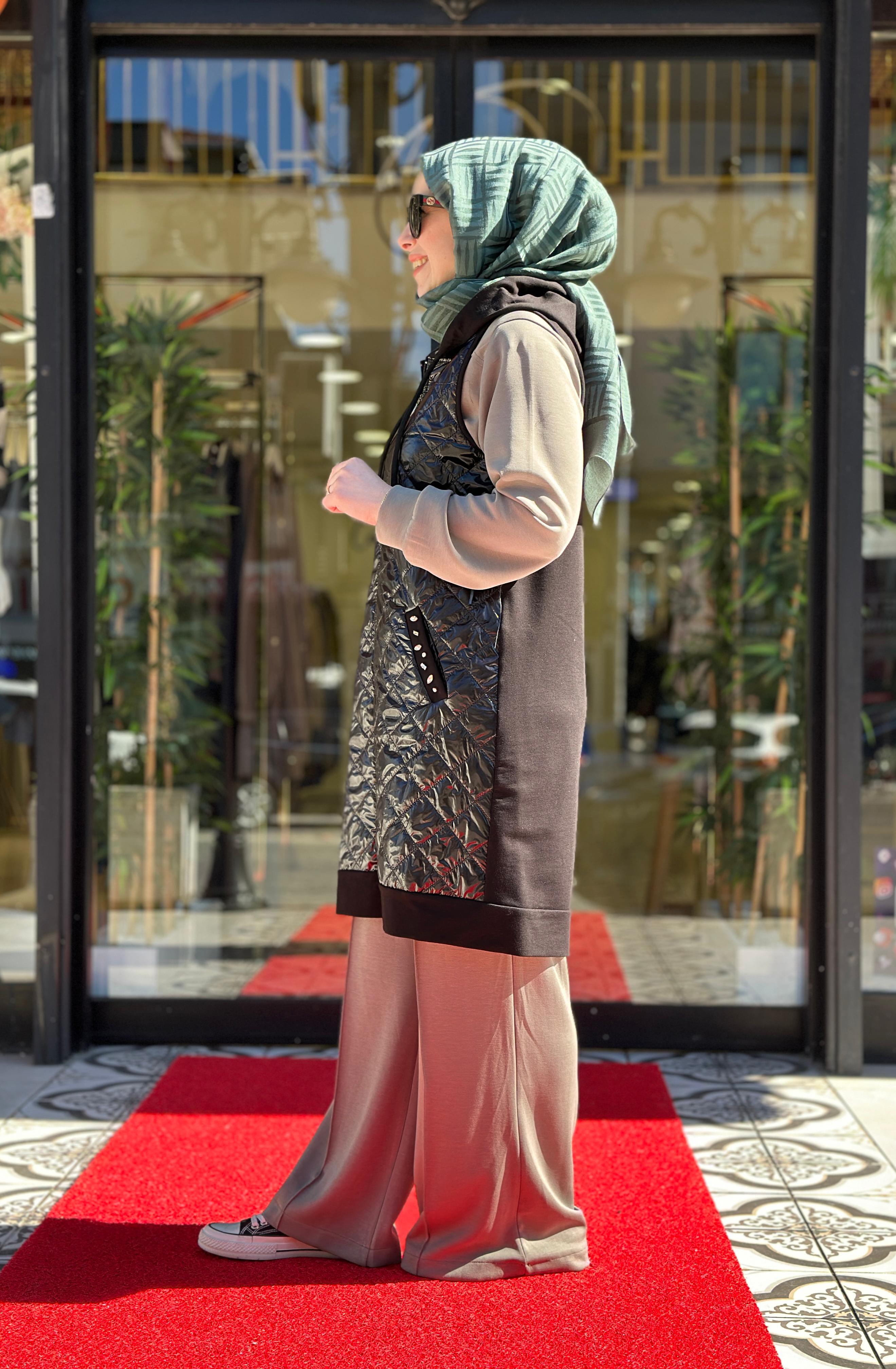 SHENO TAŞLI YELEK - SİYAH