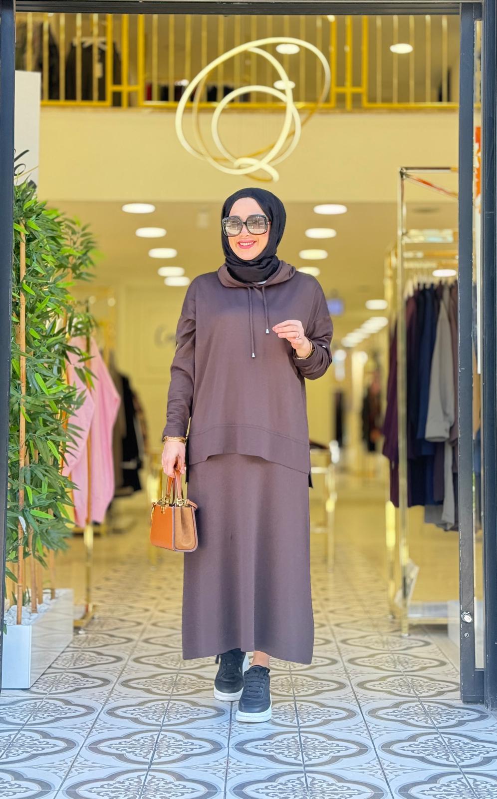 RİVA ETEKLİ TAKIM - KAHVE