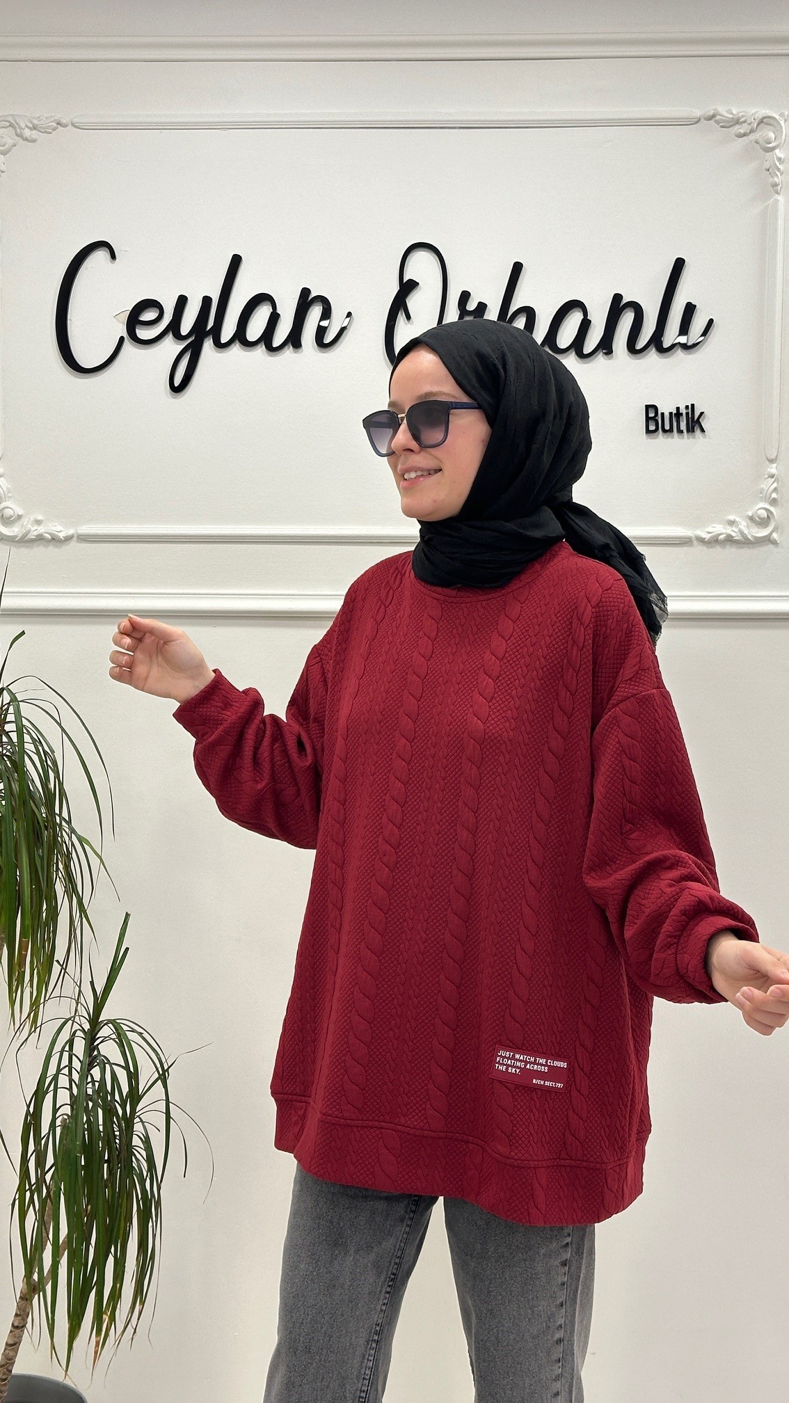 SARIYER SAÇ ÖRGÜ ETİKETLİ SWEAT
