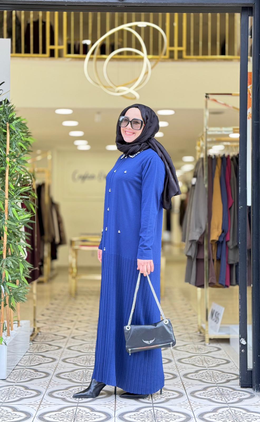 LEYDİ TRİKO ELBİSE - LACİVERT