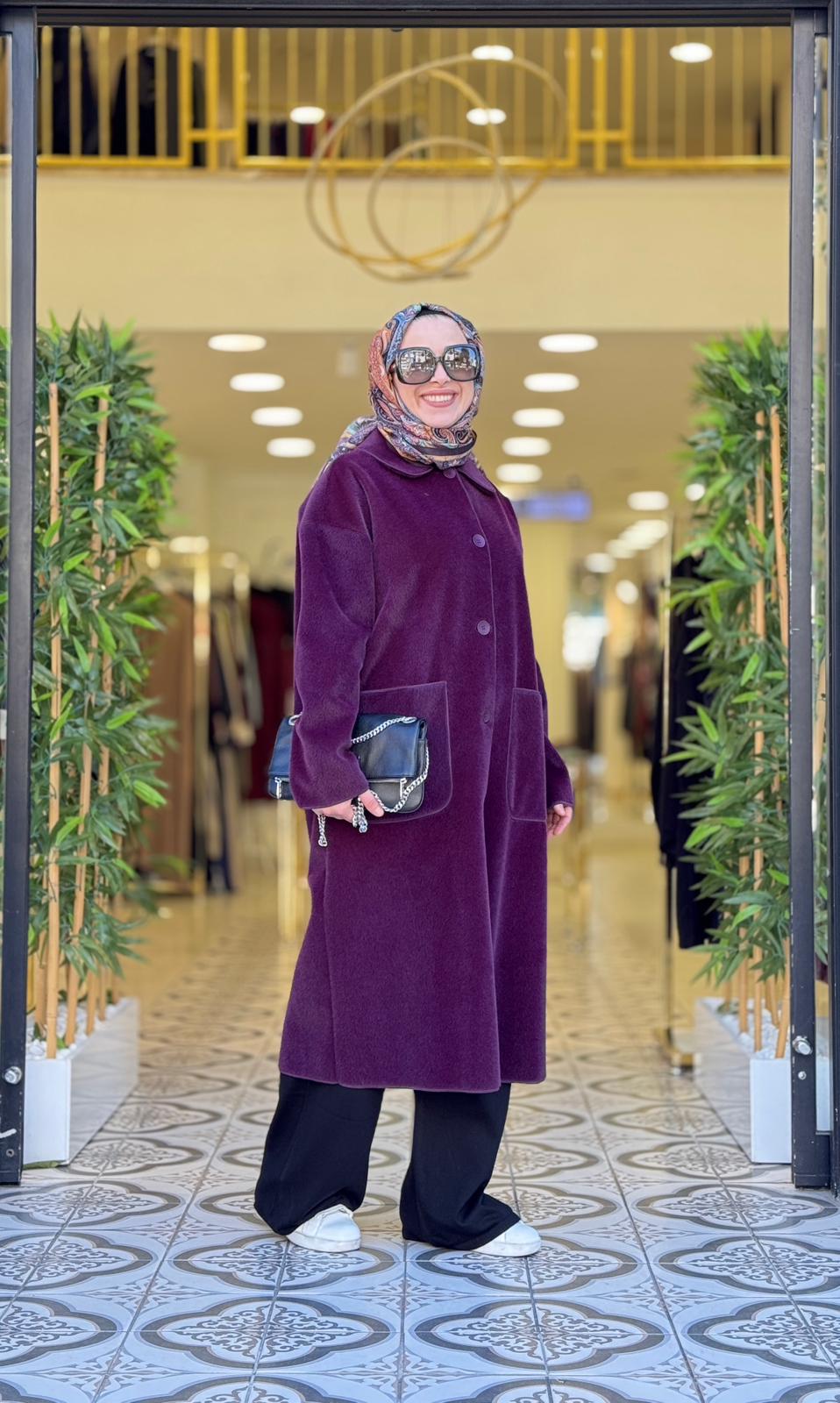 DEVE TÜYÜ OVERSİZE KAP - MÜRDÜN