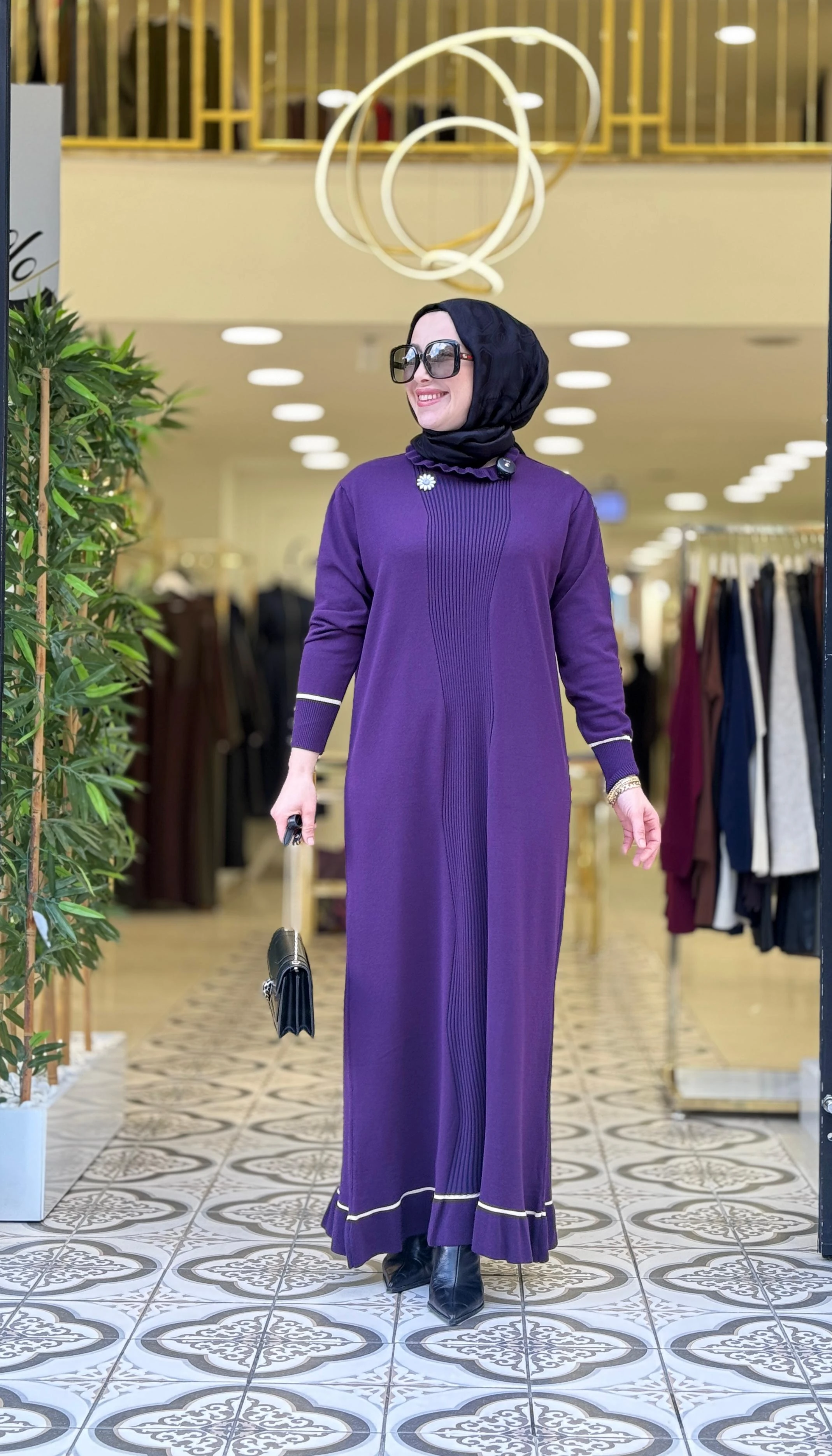 VEVA TRİKO ELBİSE - MÜRDÜN