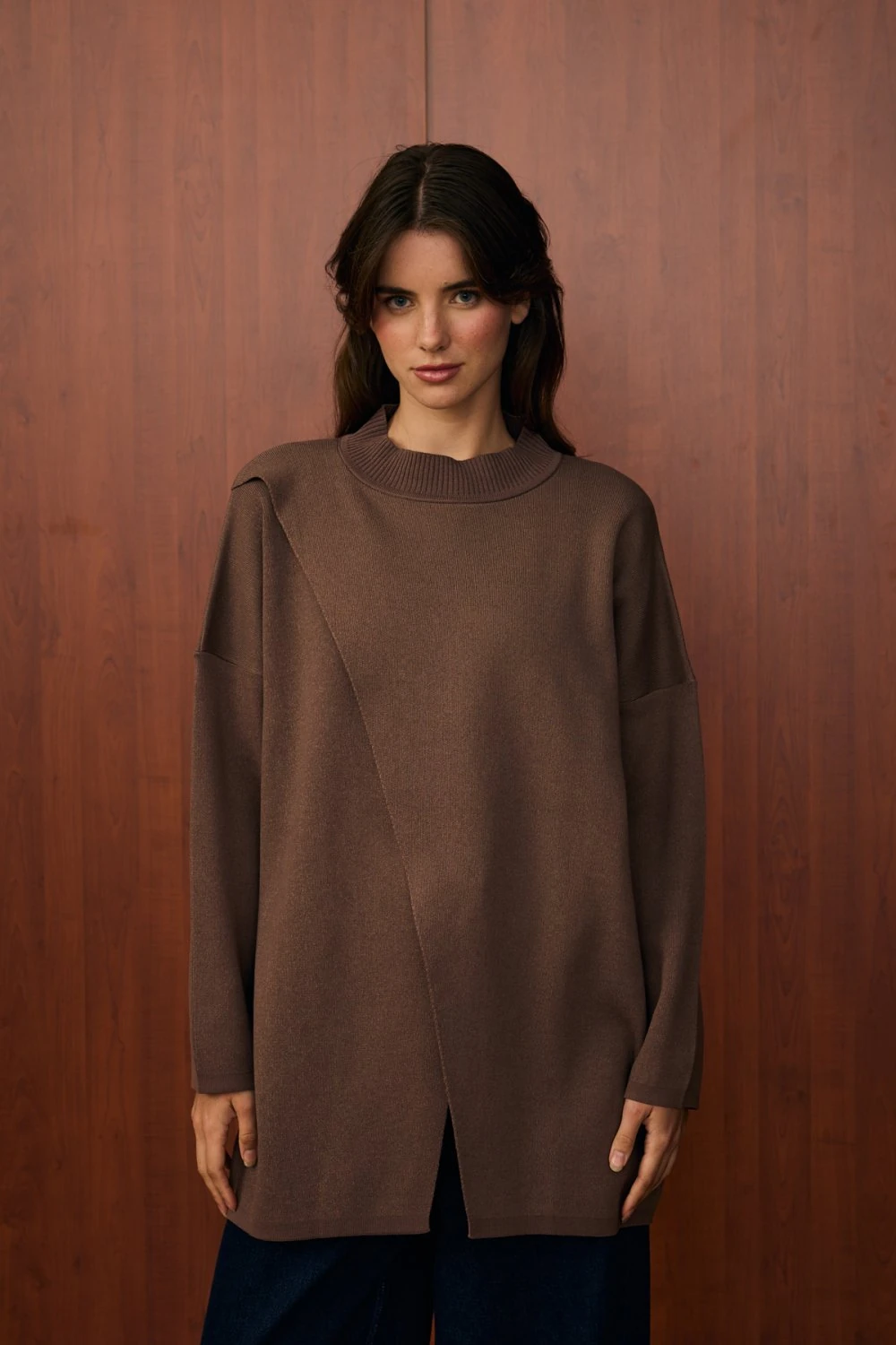 MERWİSH MAKAS TRİKO TUNİK - KAHVE