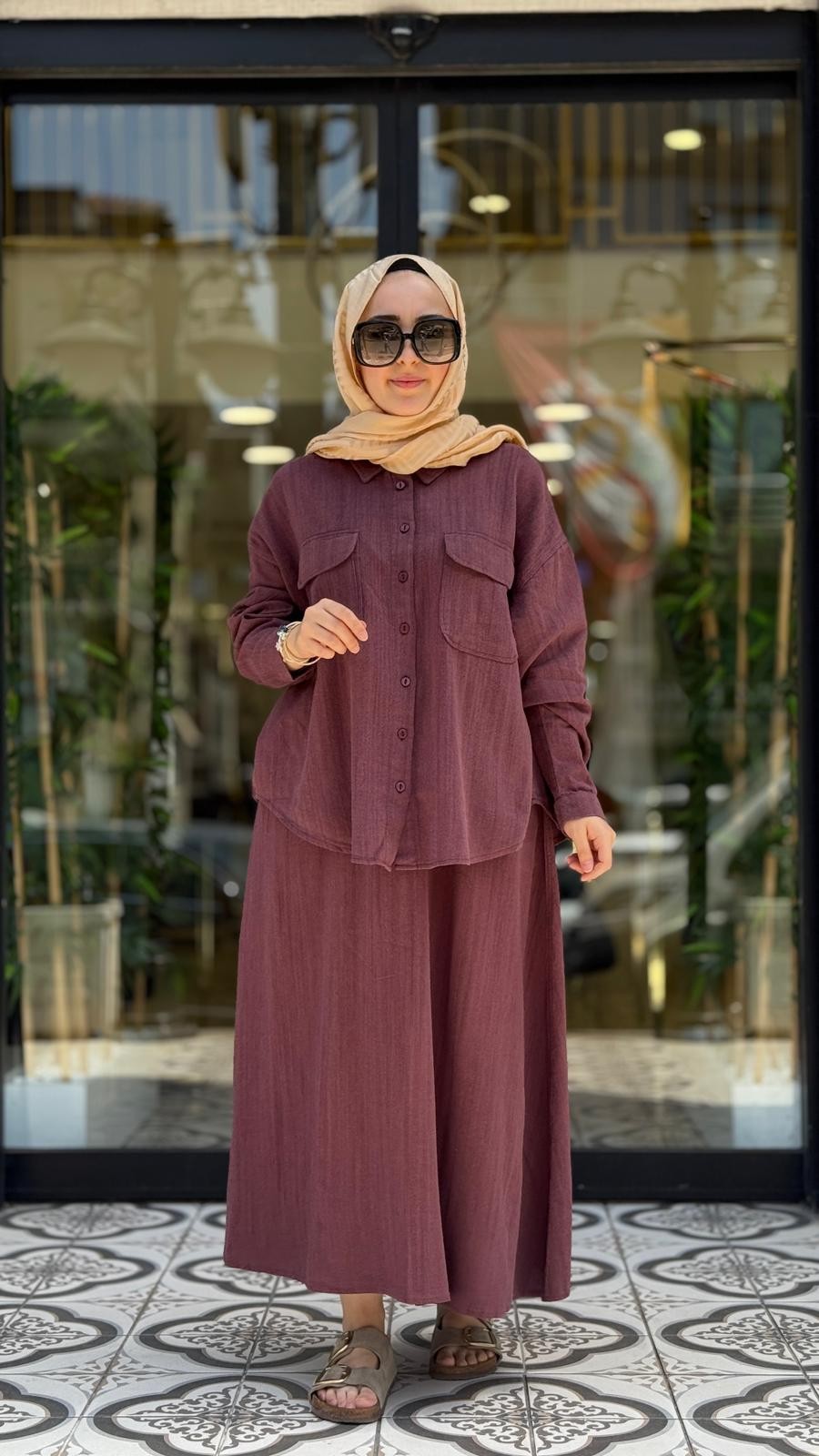 CAROLİN ETEKLİ TAKIM - BORDO