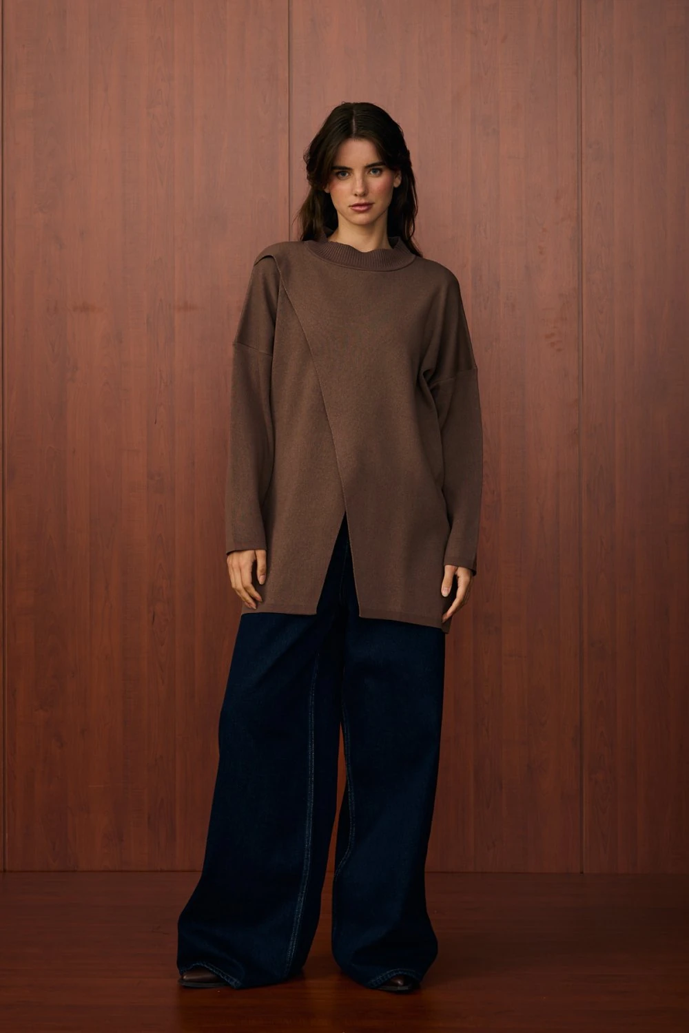 MERWİSH MAKAS TRİKO TUNİK - KAHVE