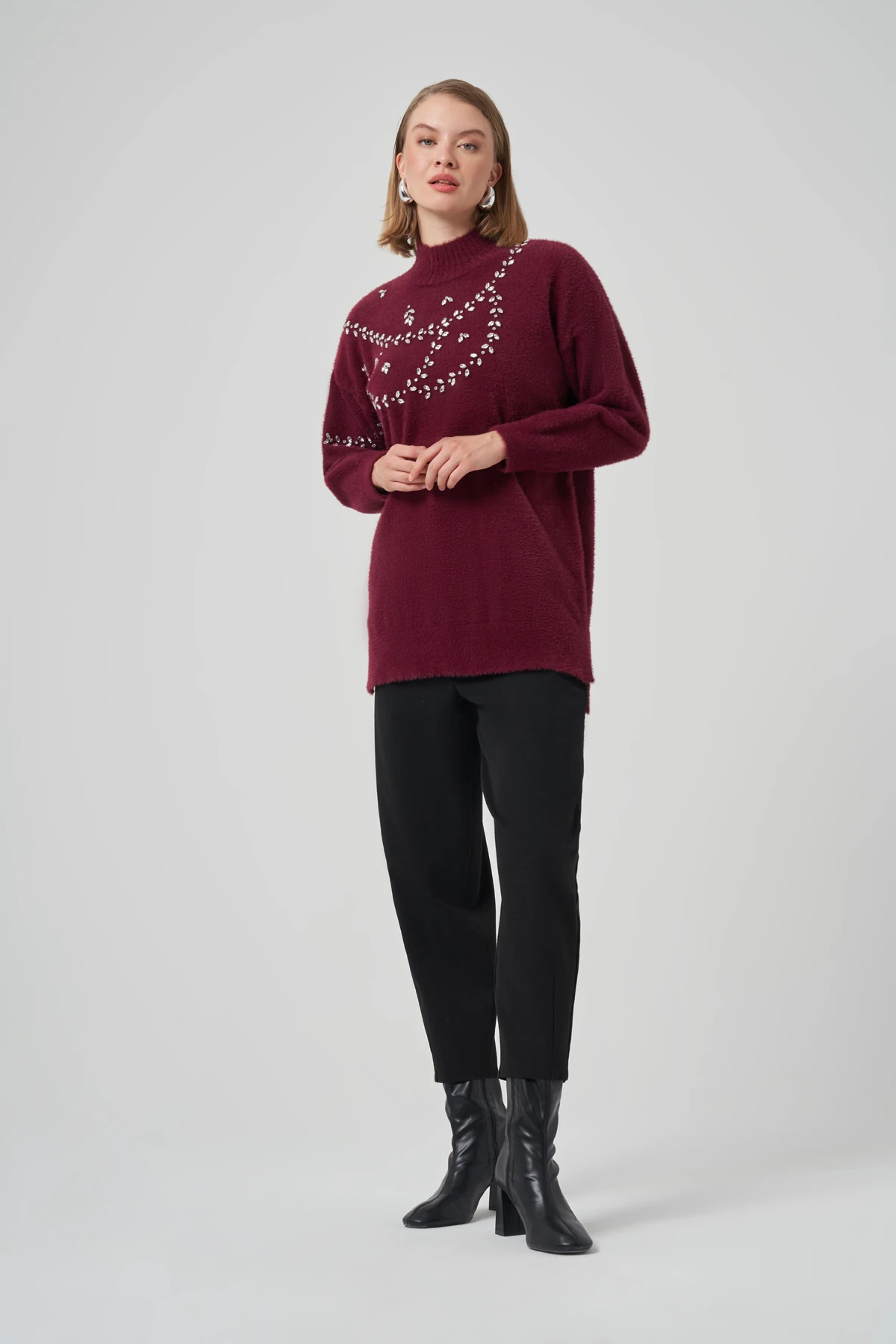 NUSS EVONA ANGORA TUNİK - BORDO