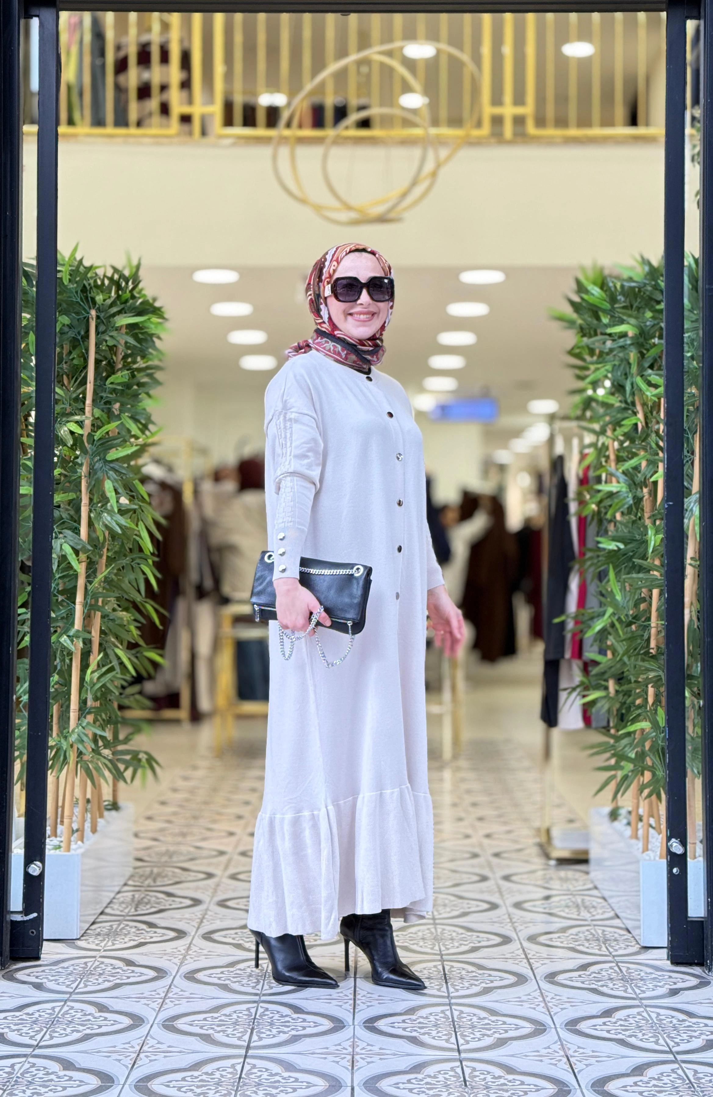 KNIT SAWARA ELBİSE - BEJ