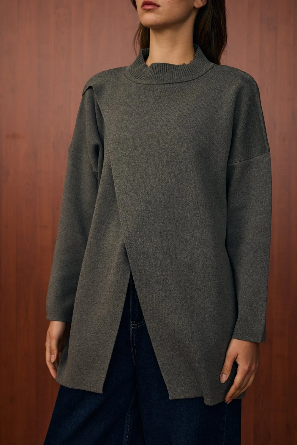 MERWİSH MAKAS TRİKO TUNİK - ANTRASİT