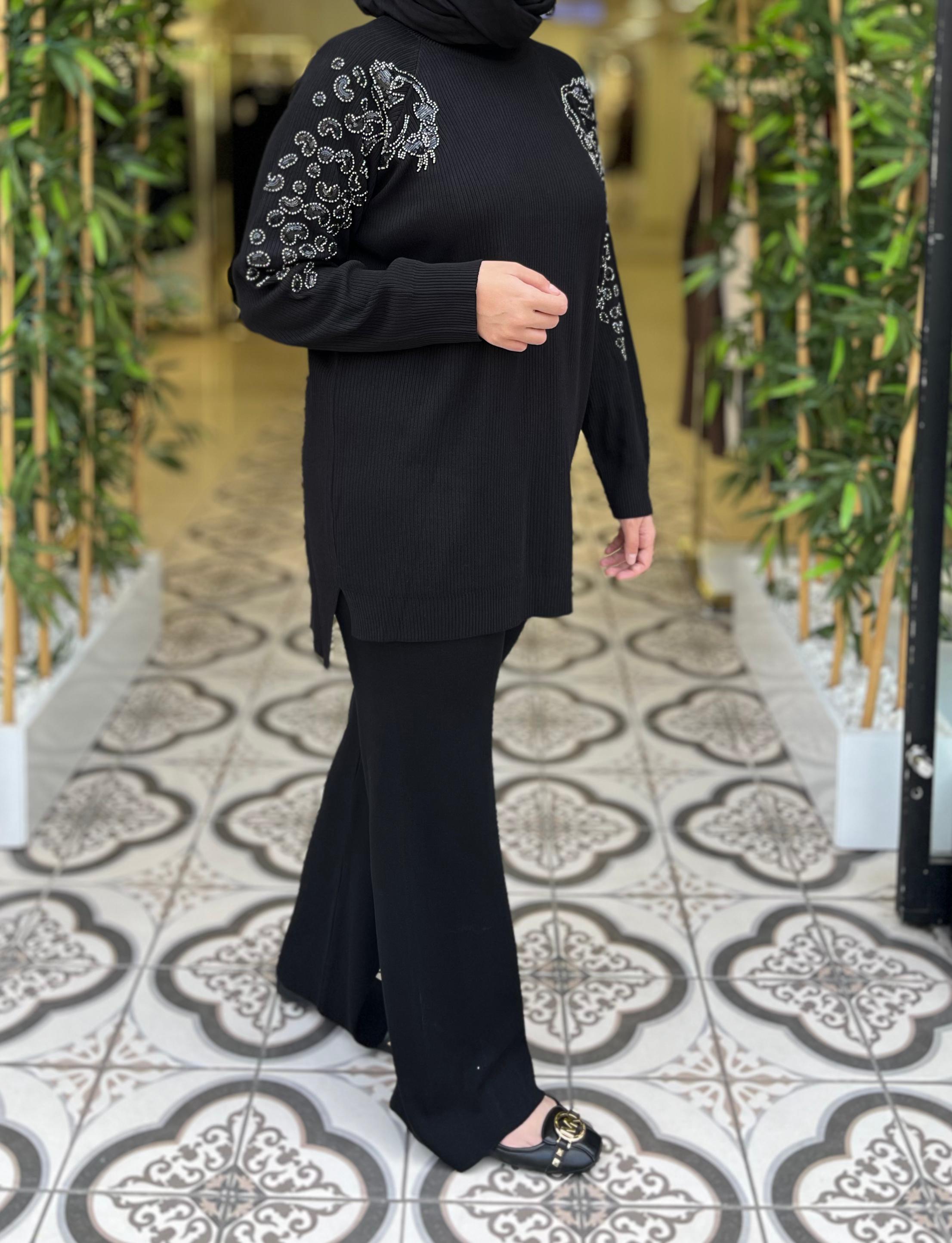 DAFNA TRİKO PANTOLON TAKIM - SİYAH