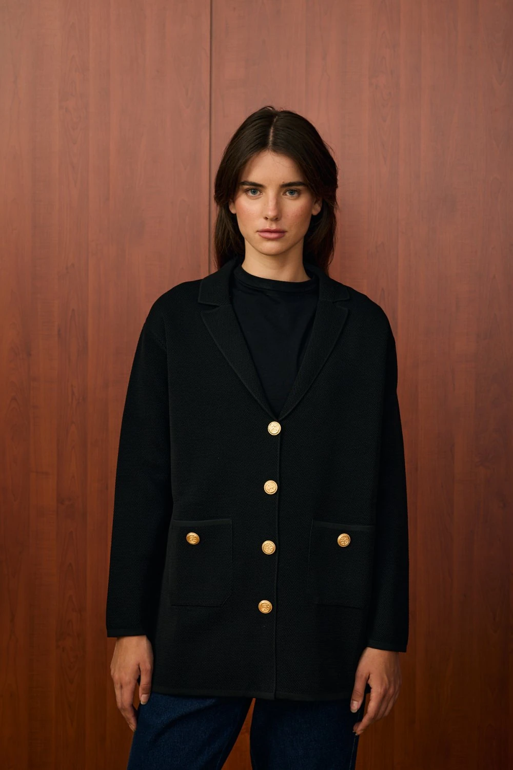 MERWİSH BLAZER TRİKO CEKET - SİYAH