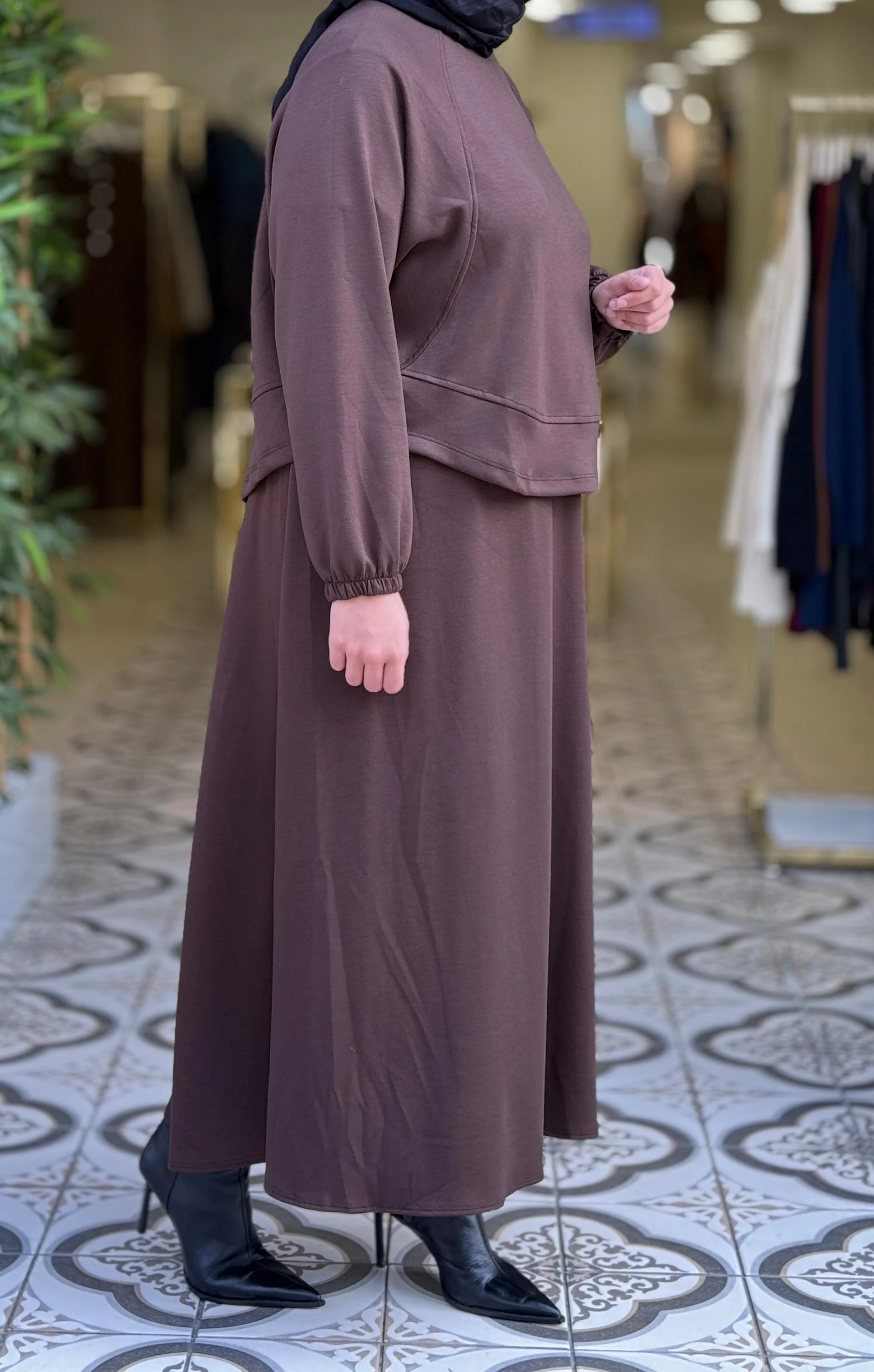 MİRALAY ETEKLİ TAKIM - KAHVE