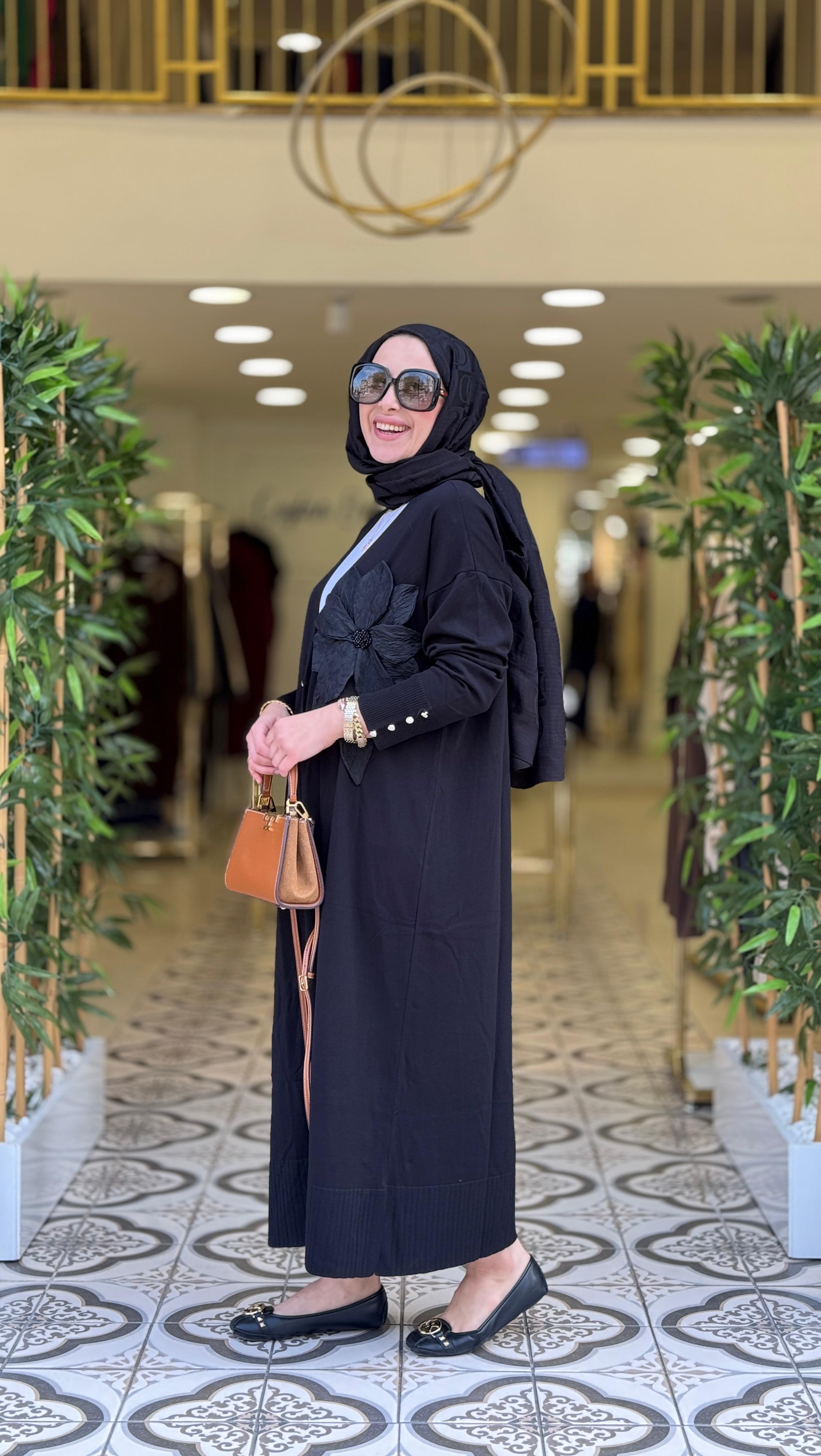 LİSA UZUN DESENLİ HIRKA - SİYAH