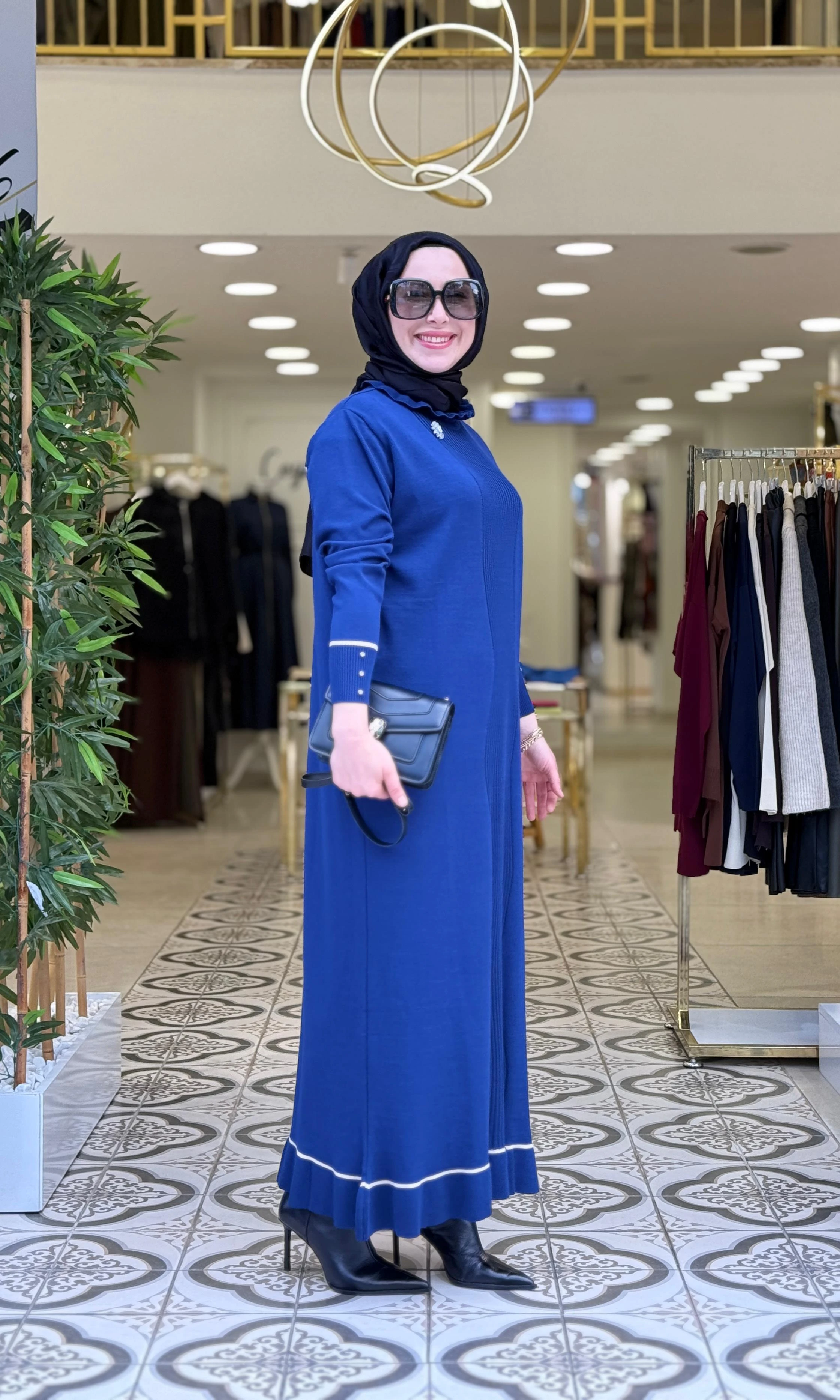 VEVA TRİKO ELBİSE - LACİVERT