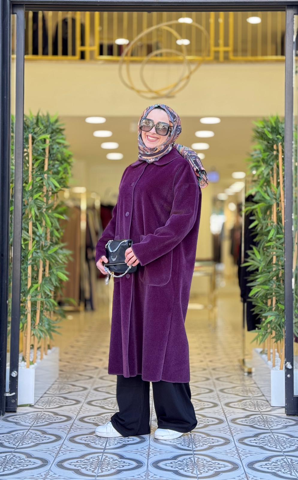 DEVE TÜYÜ OVERSİZE KAP - MÜRDÜN