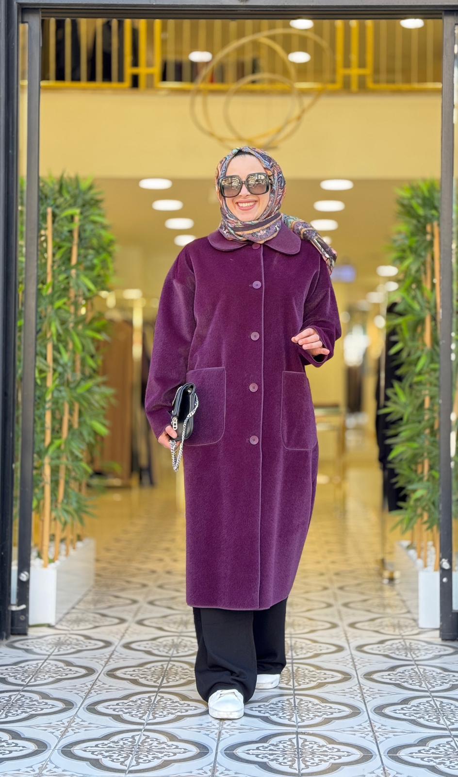 DEVE TÜYÜ OVERSİZE KAP - MÜRDÜN