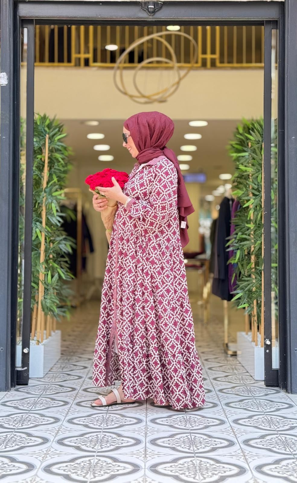 FLORA ELBİSE - BORDO